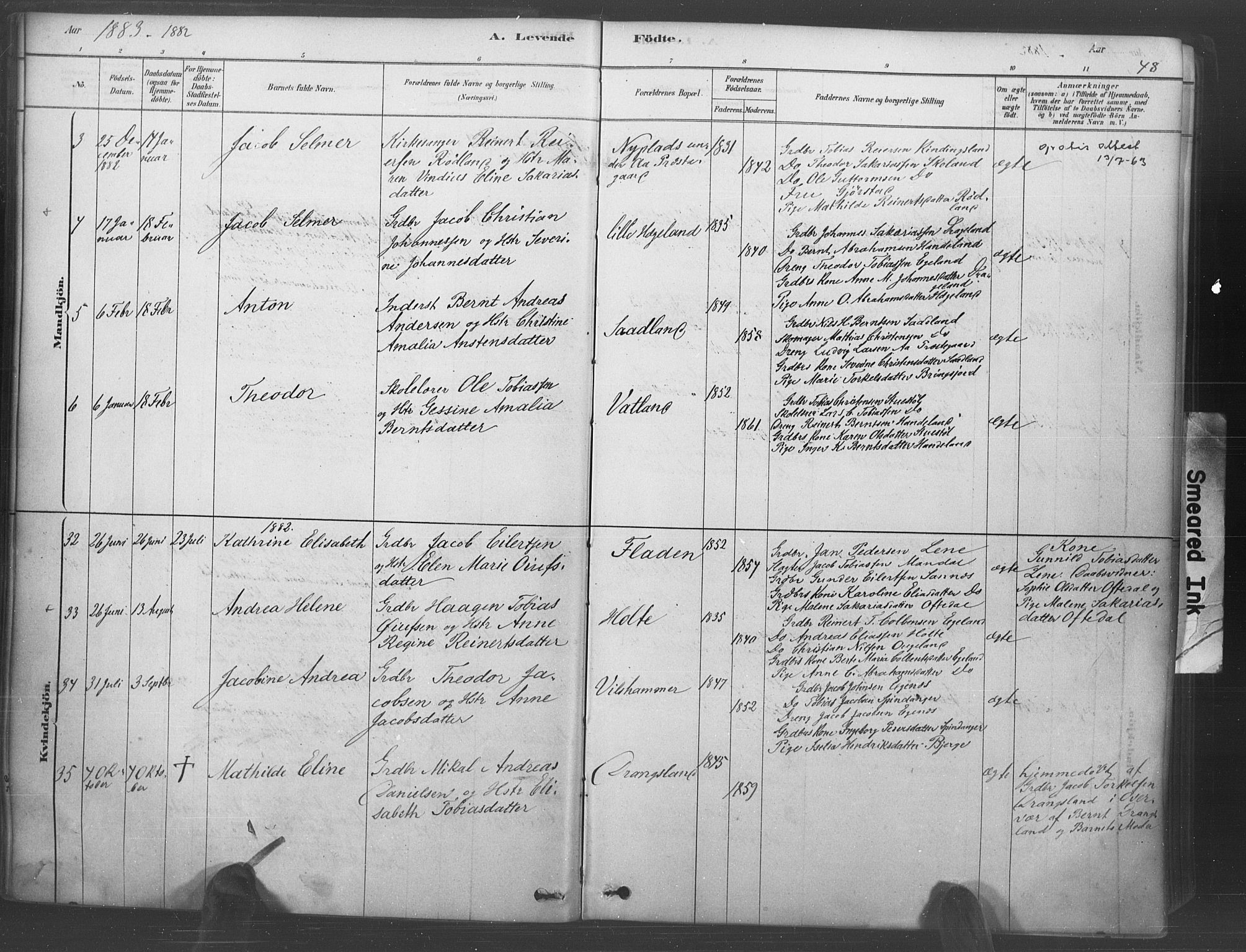 Lyngdal sokneprestkontor, AV/SAK-1111-0029/F/Fa/Fac/L0011: Parish register (official) no. A 11, 1878-1893, p. 48