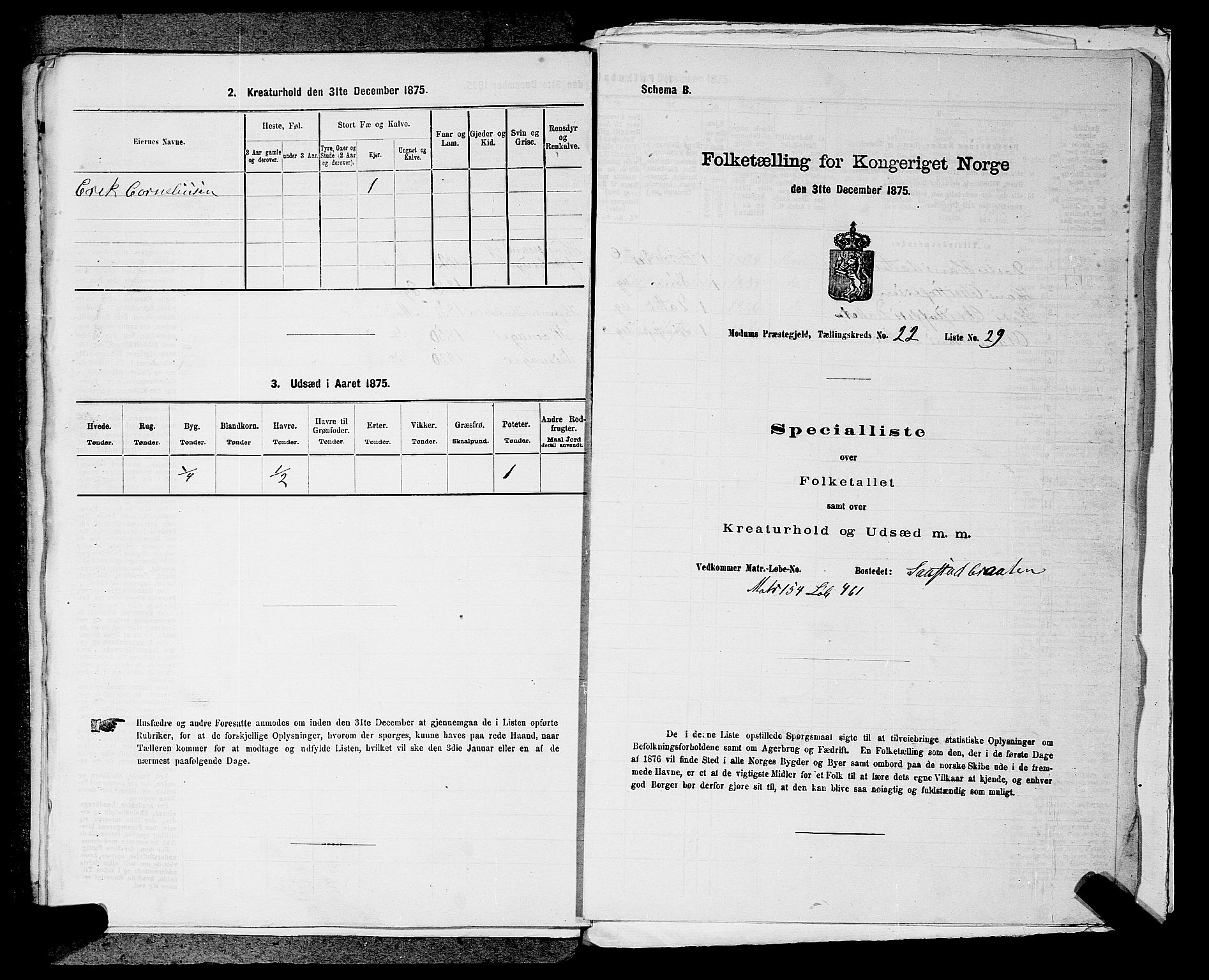 SAKO, 1875 census for 0623P Modum, 1875, p. 2722