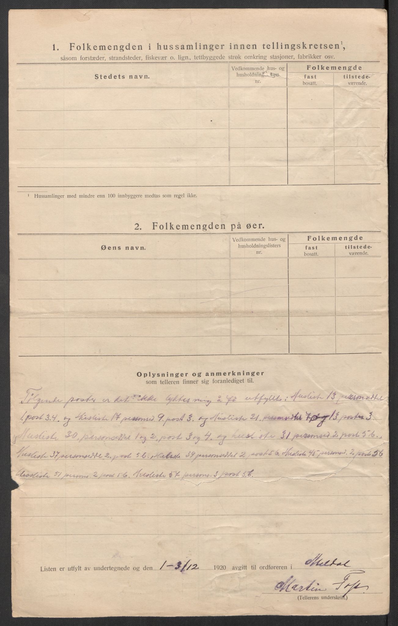 SAT, 1920 census for Meldal, 1920, p. 42