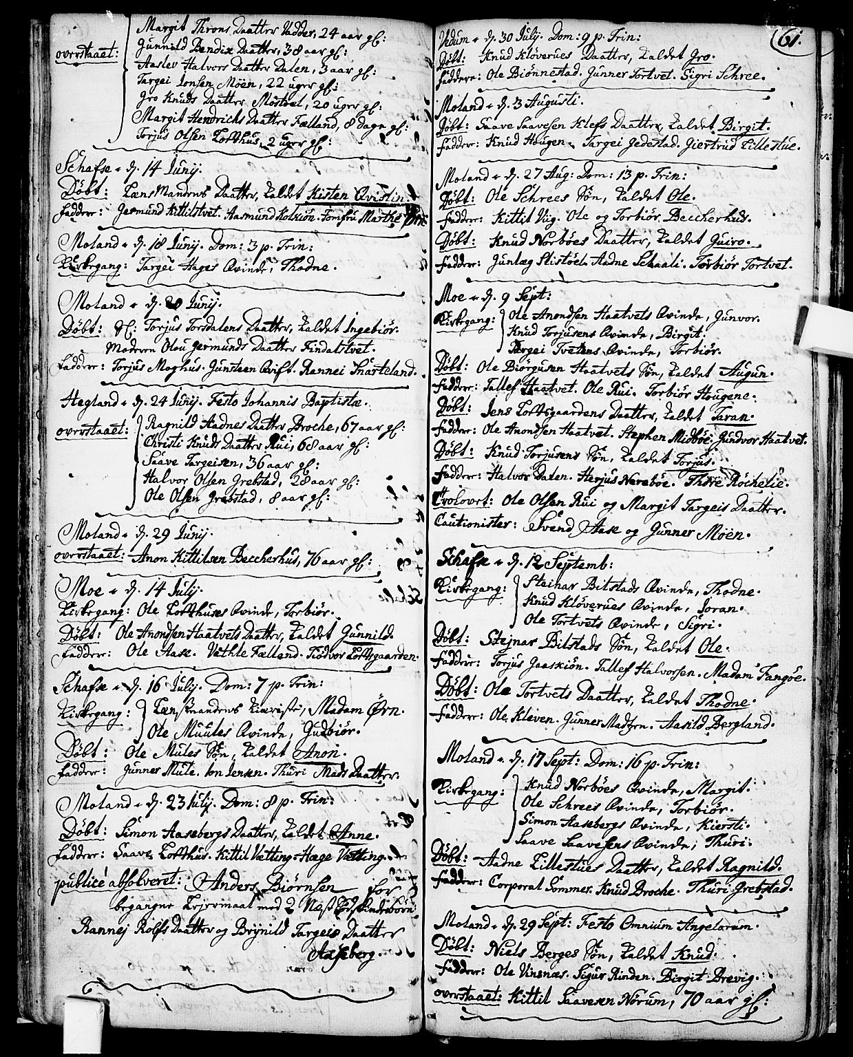 Fyresdal kirkebøker, SAKO/A-263/F/Fa/L0001: Parish register (official) no. I 1, 1724-1748, p. 61
