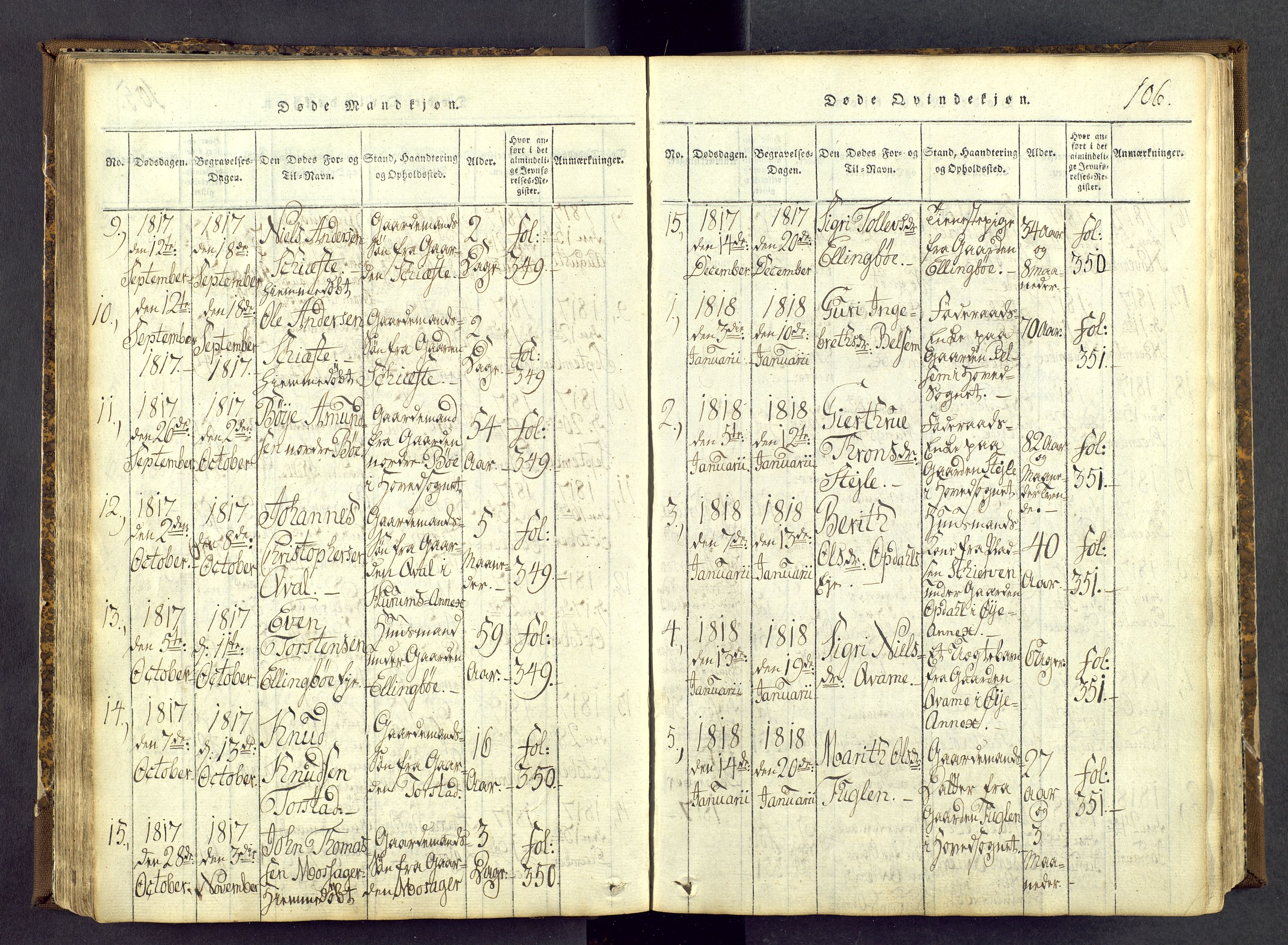 Vang prestekontor, Valdres, AV/SAH-PREST-140/H/Ha/L0004: Parish register (official) no. 4, 1814-1831, p. 106