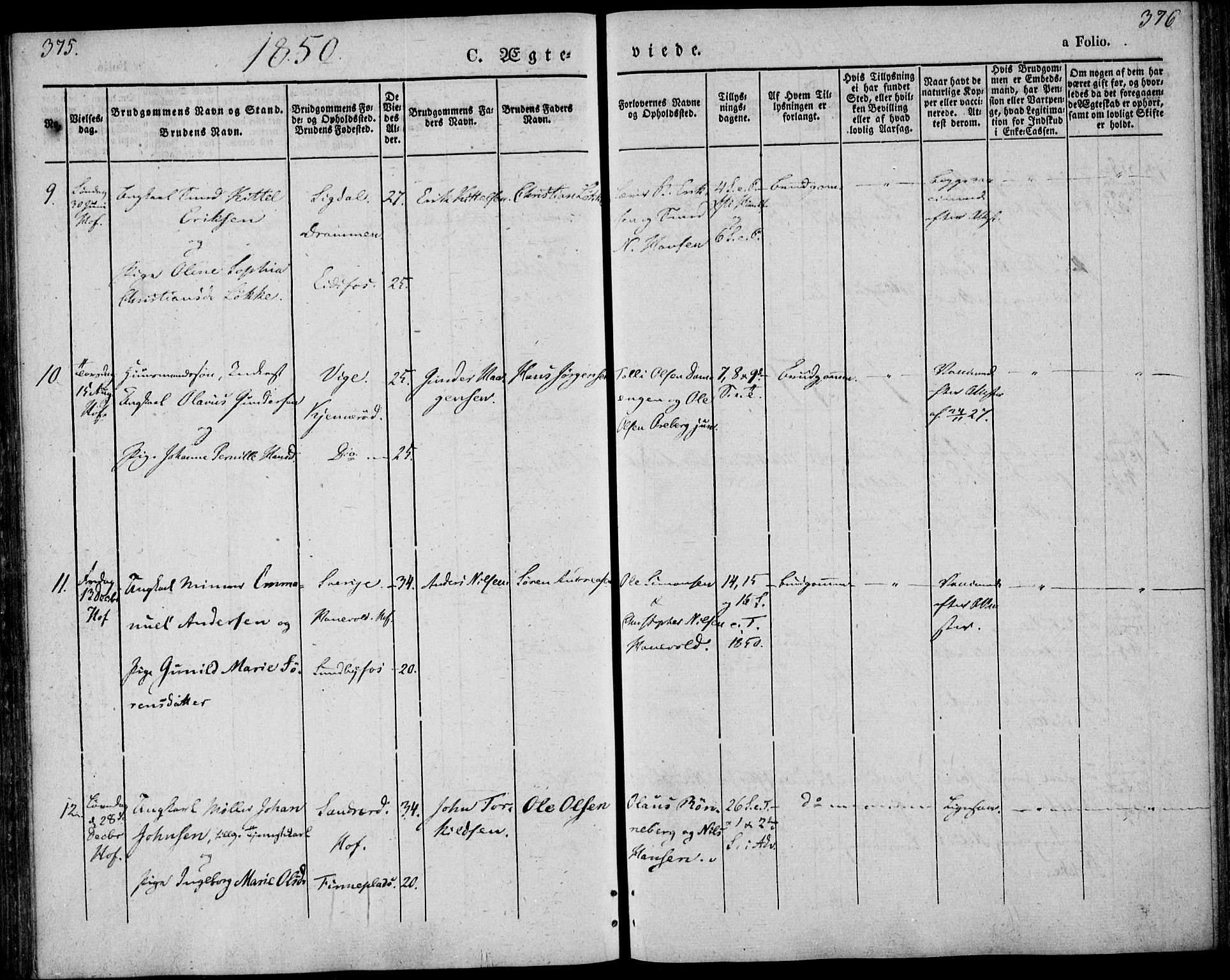 Hof kirkebøker, SAKO/A-64/F/Fa/L0005: Parish register (official) no. I 5, 1844-1851, p. 375-376