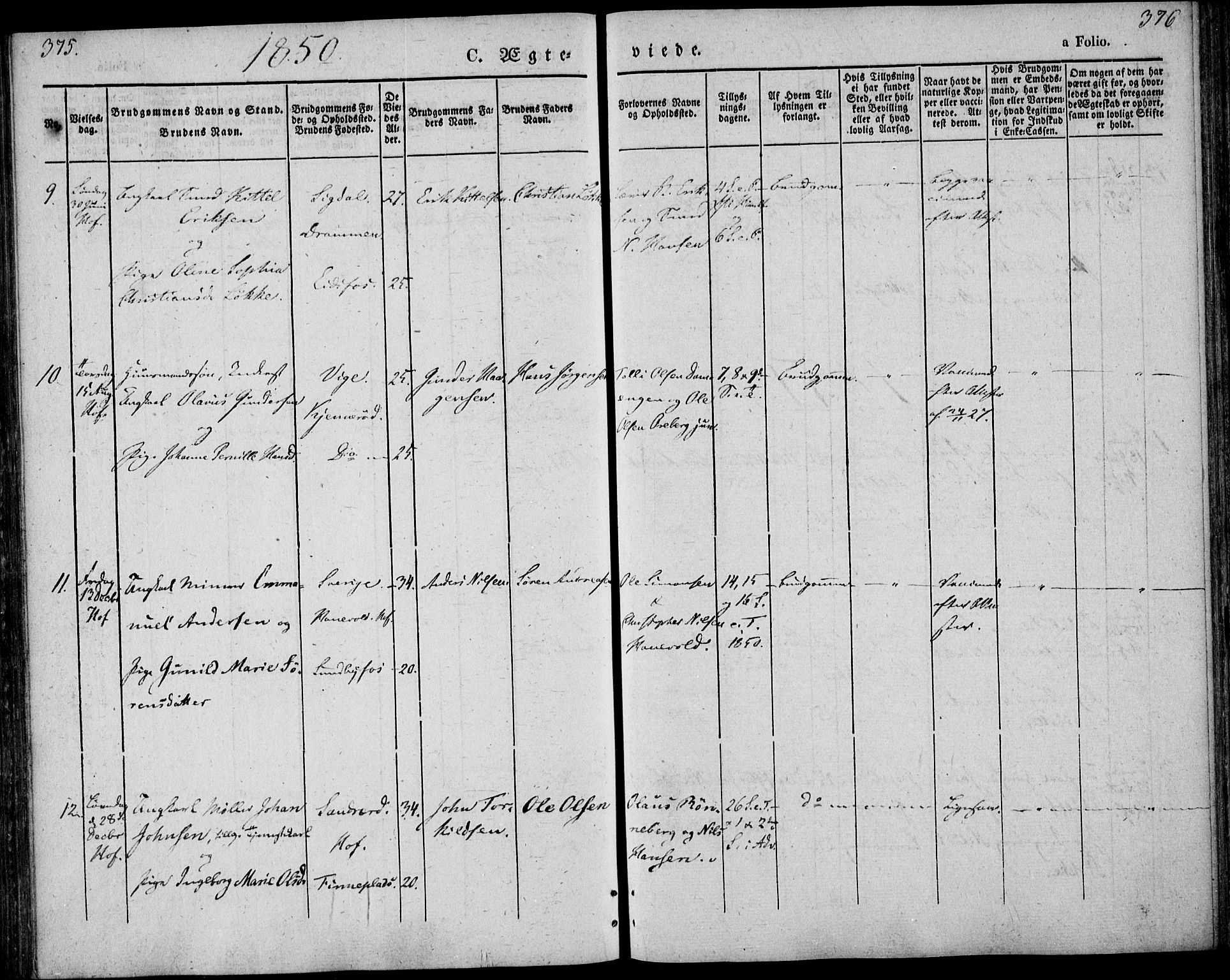 Hof kirkebøker, AV/SAKO-A-64/F/Fa/L0005: Parish register (official) no. I 5, 1844-1851, p. 375-376