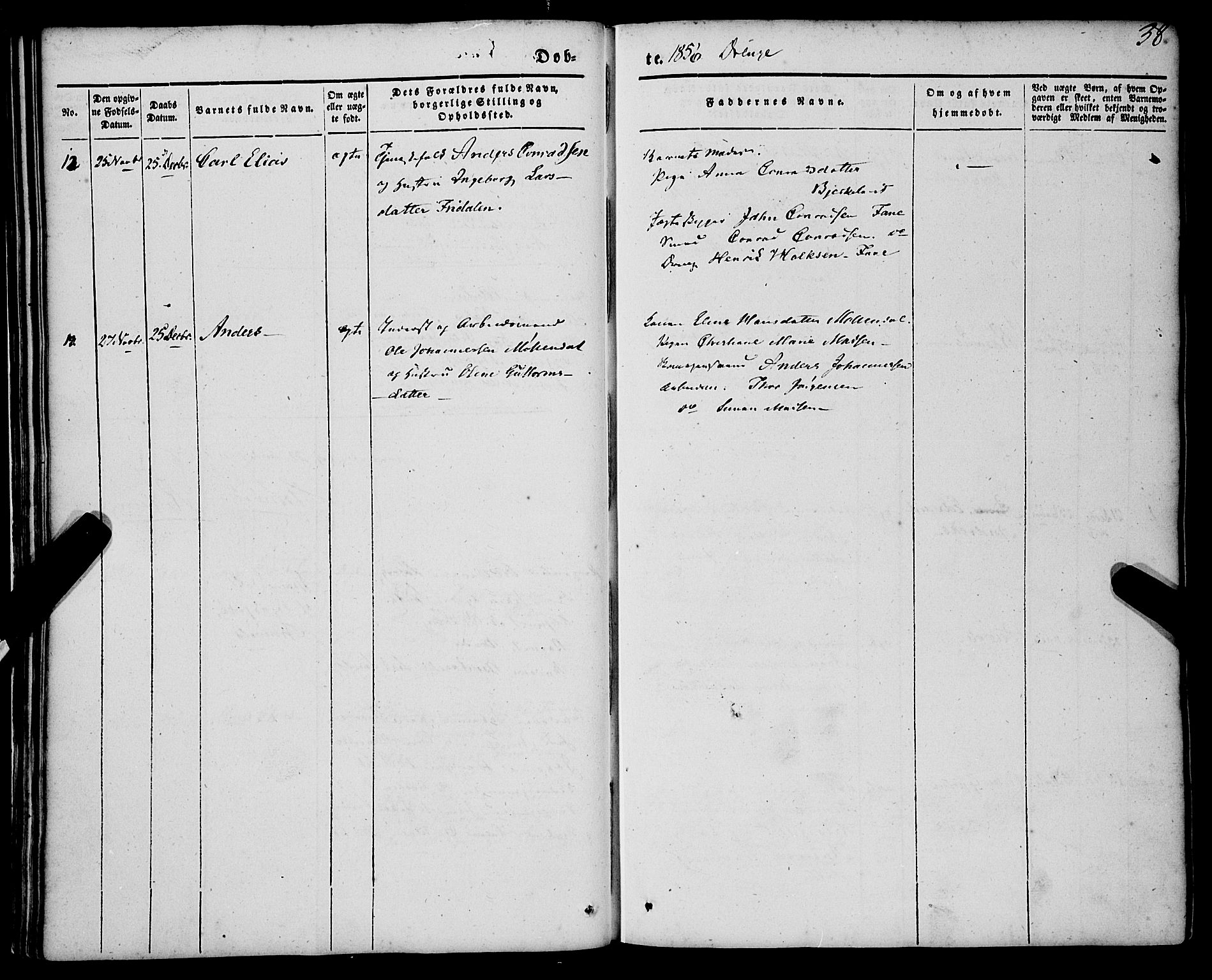 St. Jørgens hospital og Årstad sokneprestembete, AV/SAB-A-99934: Parish register (official) no. A 4, 1844-1863, p. 38