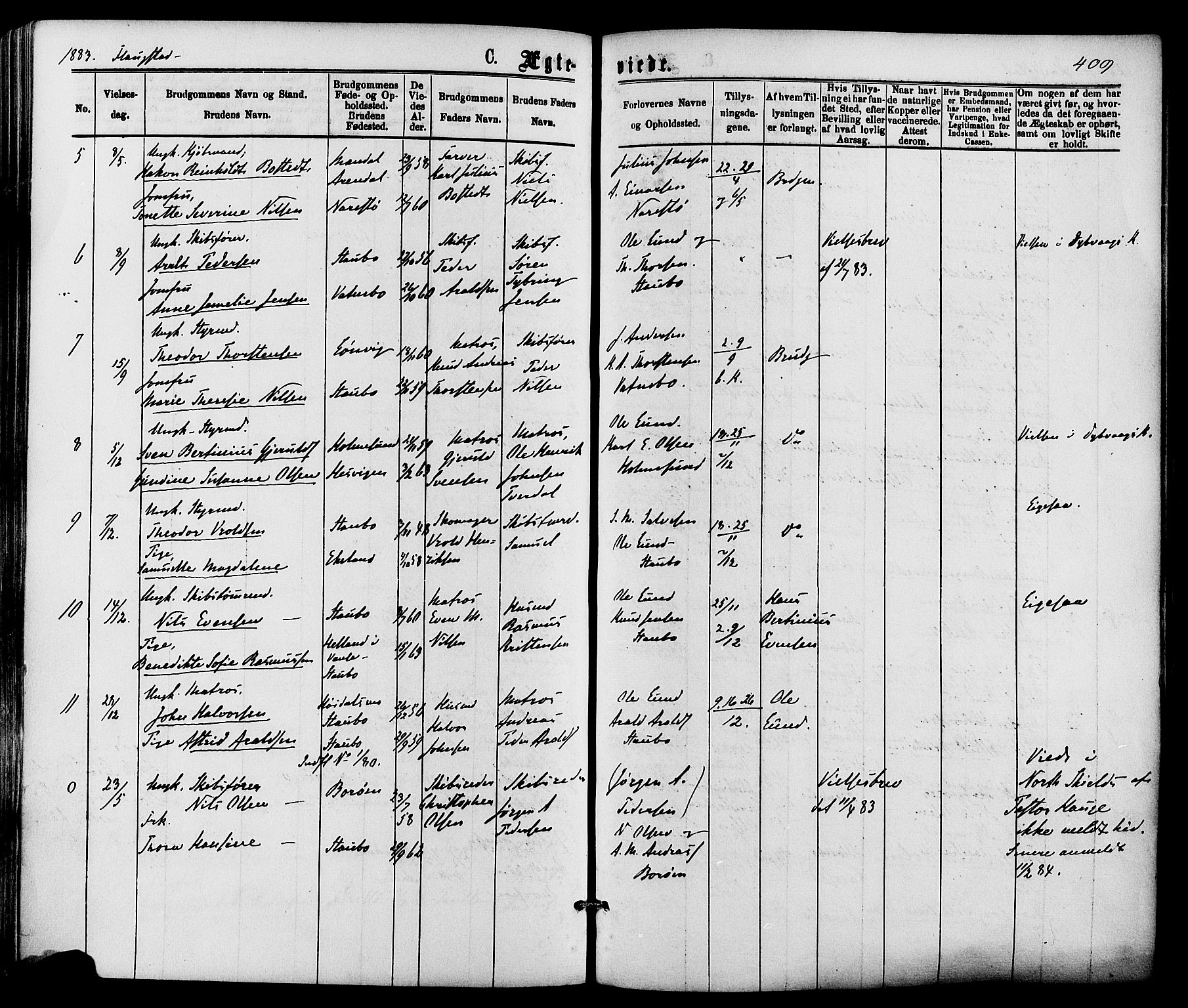 Dypvåg sokneprestkontor, SAK/1111-0007/F/Fa/Faa/L0007: Parish register (official) no. A 7 /2, 1877-1884, p. 409