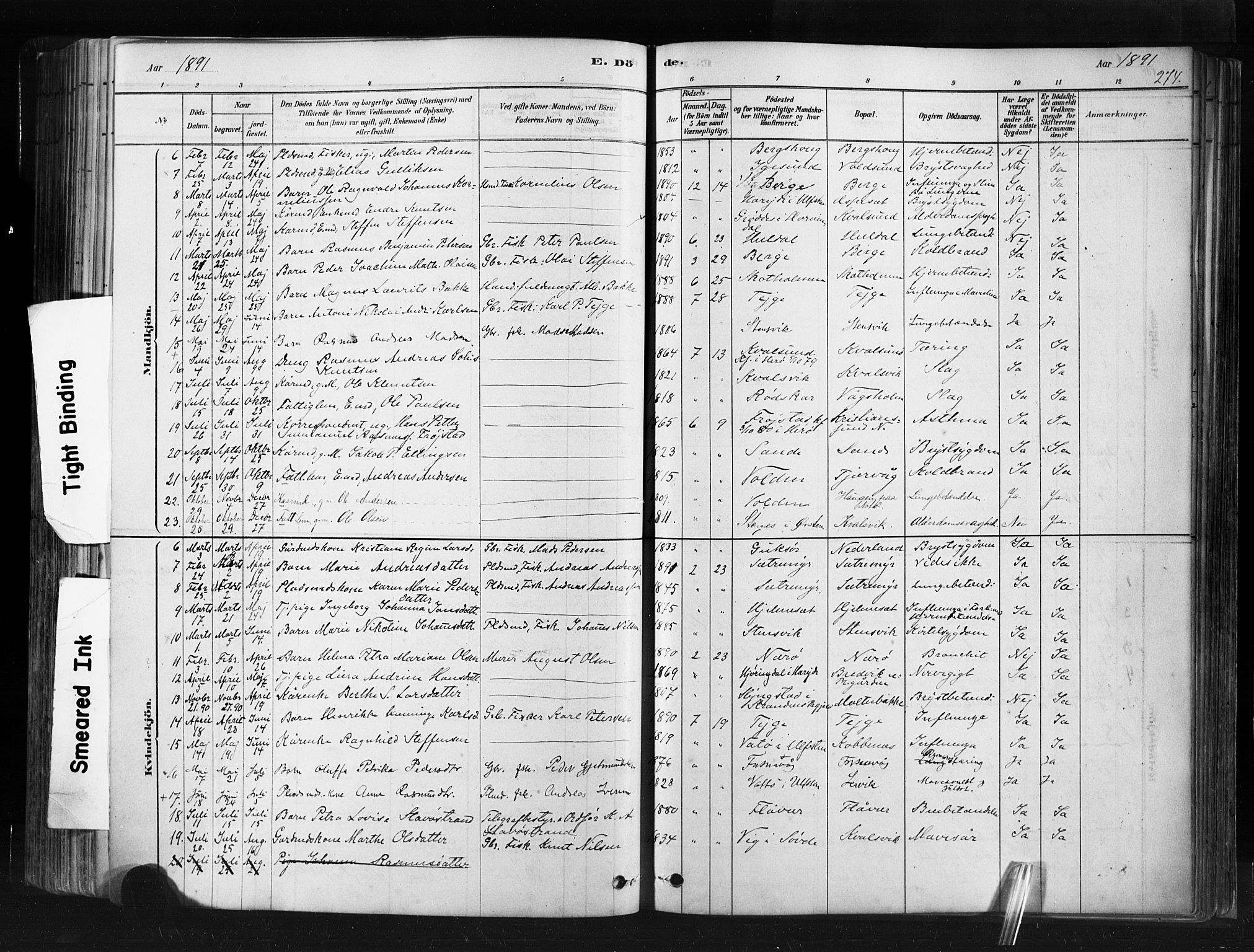 Ministerialprotokoller, klokkerbøker og fødselsregistre - Møre og Romsdal, SAT/A-1454/507/L0073: Parish register (official) no. 507A08, 1878-1904, p. 274