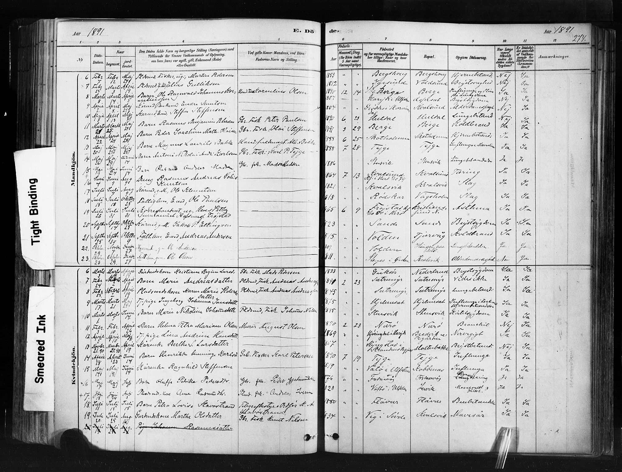 Ministerialprotokoller, klokkerbøker og fødselsregistre - Møre og Romsdal, AV/SAT-A-1454/507/L0073: Parish register (official) no. 507A08, 1878-1904, p. 274