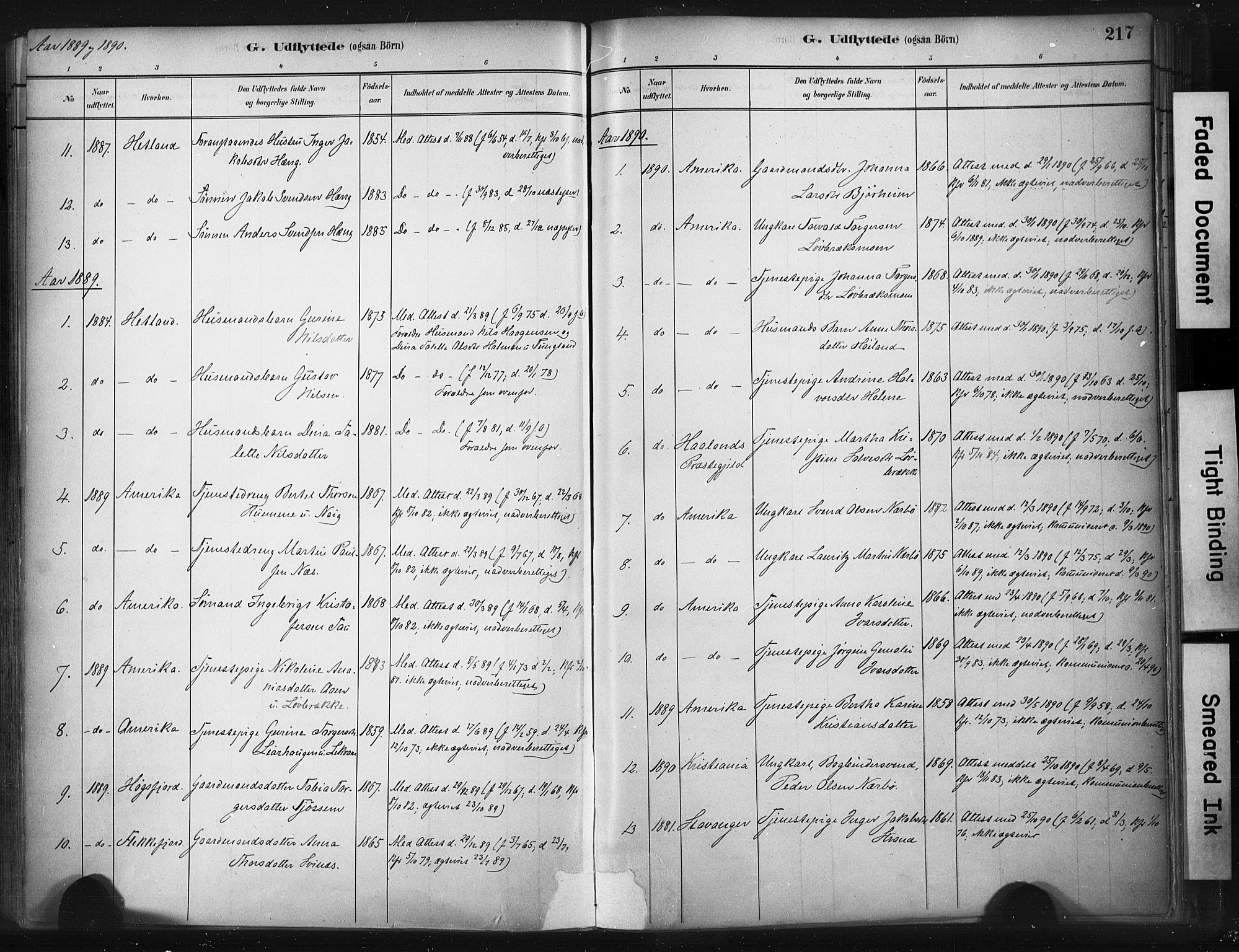 Strand sokneprestkontor, SAST/A-101828/H/Ha/Haa/L0010: Parish register (official) no. A 10, 1882-1929, p. 217