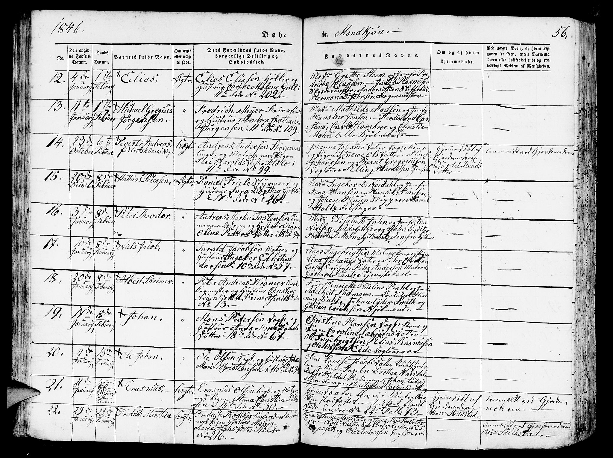 Domkirken sokneprestembete, AV/SAB-A-74801/H/Hab/L0009: Parish register (copy) no. B 2, 1842-1849, p. 56