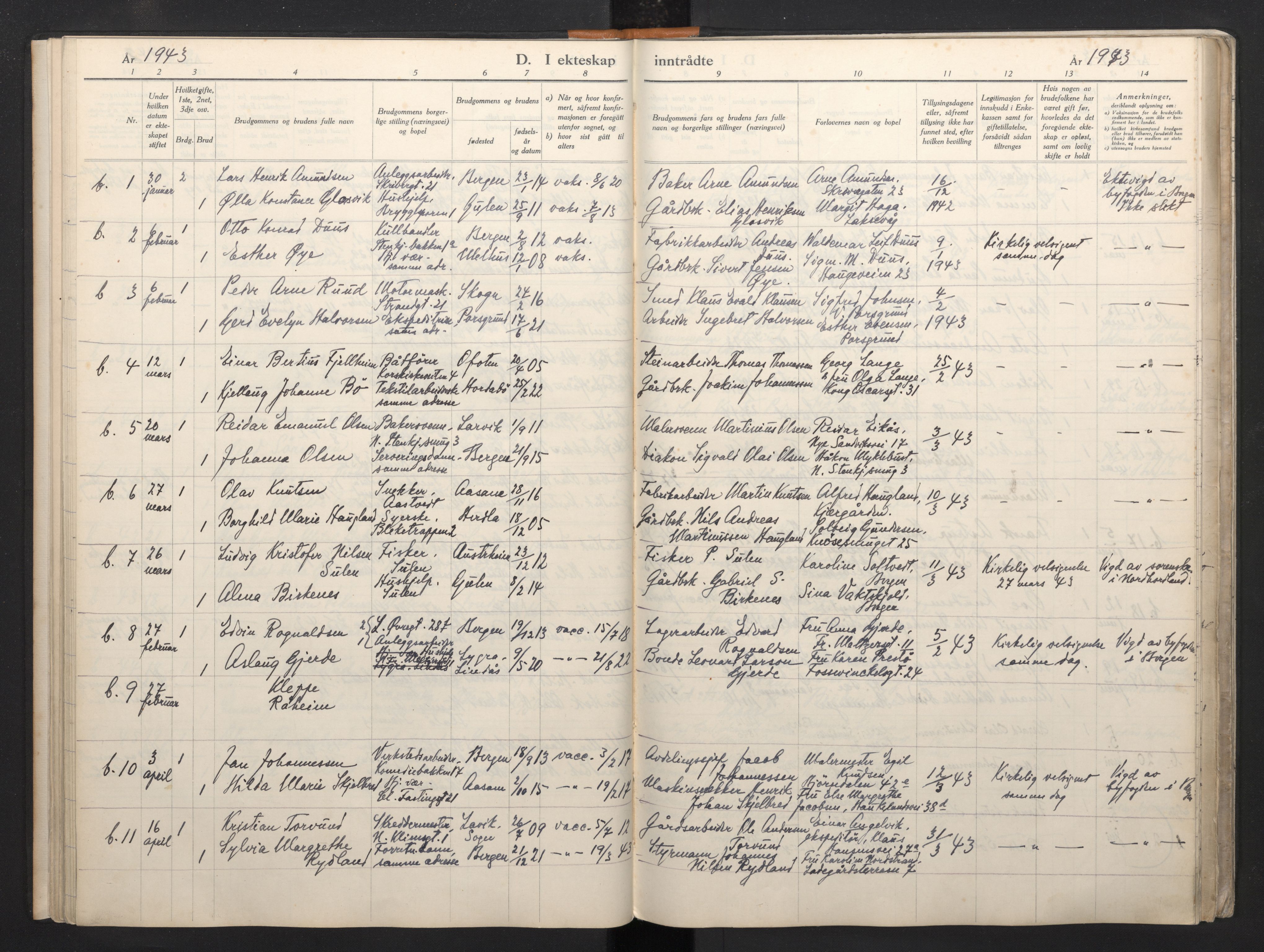 Korskirken sokneprestembete, AV/SAB-A-76101/H/Haa: Parish register (official) no. A 15, 1942-1945