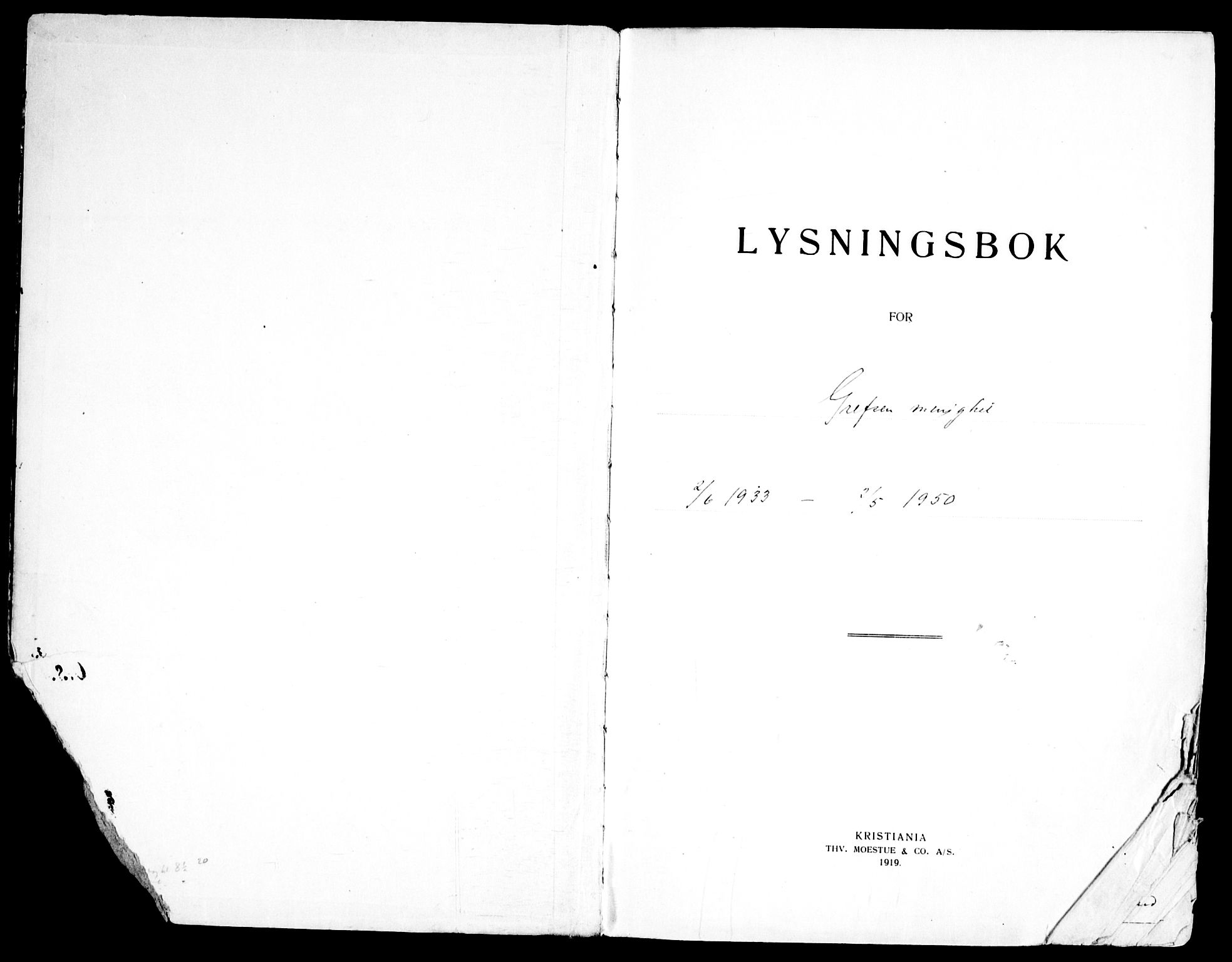 Grefsen prestekontor Kirkebøker, AV/SAO-A-10237a/H/Ha/L0001: Banns register no. 1, 1933-1950