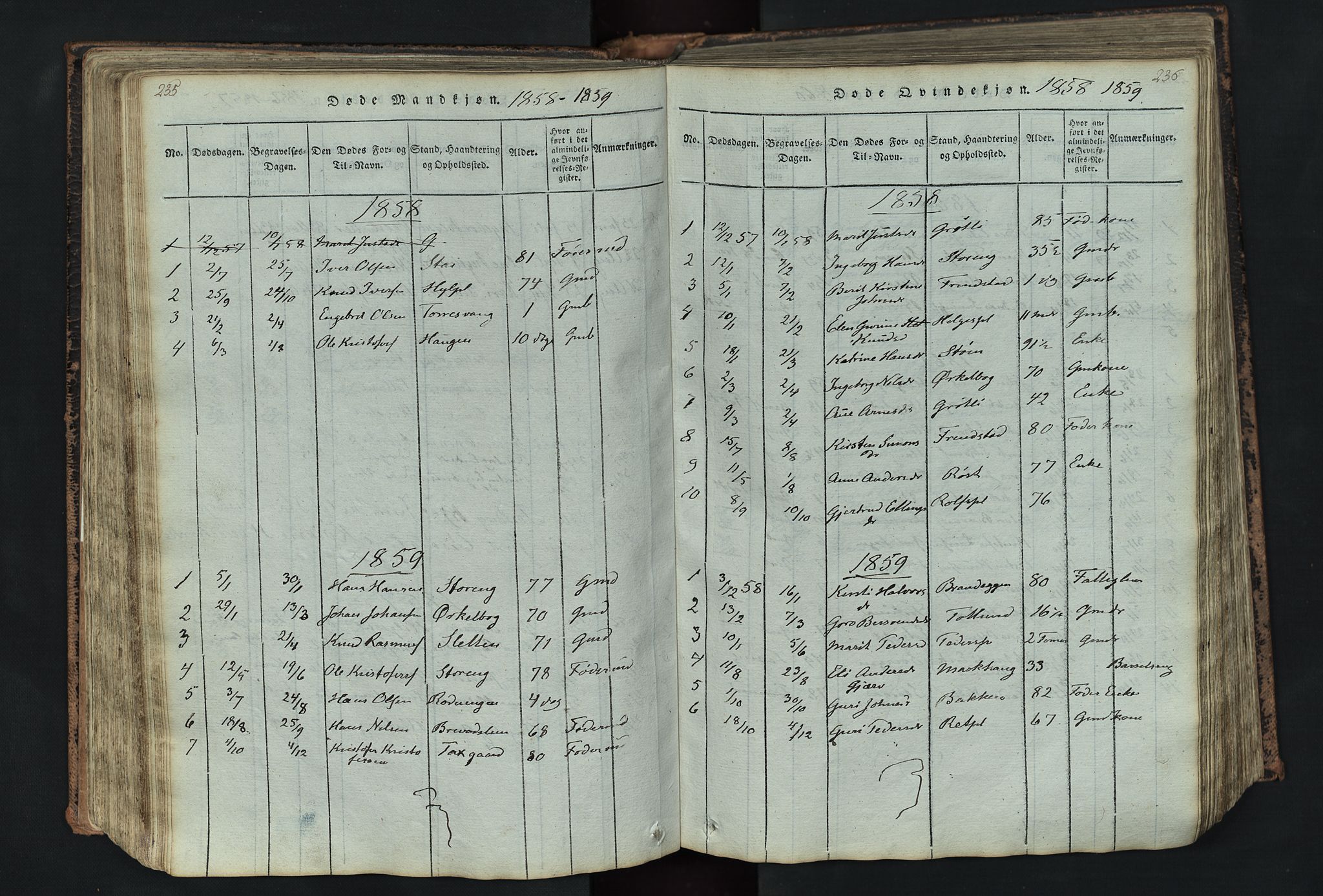 Kvikne prestekontor, SAH/PREST-064/H/Ha/Hab/L0001: Parish register (copy) no. 1, 1815-1895, p. 235-236