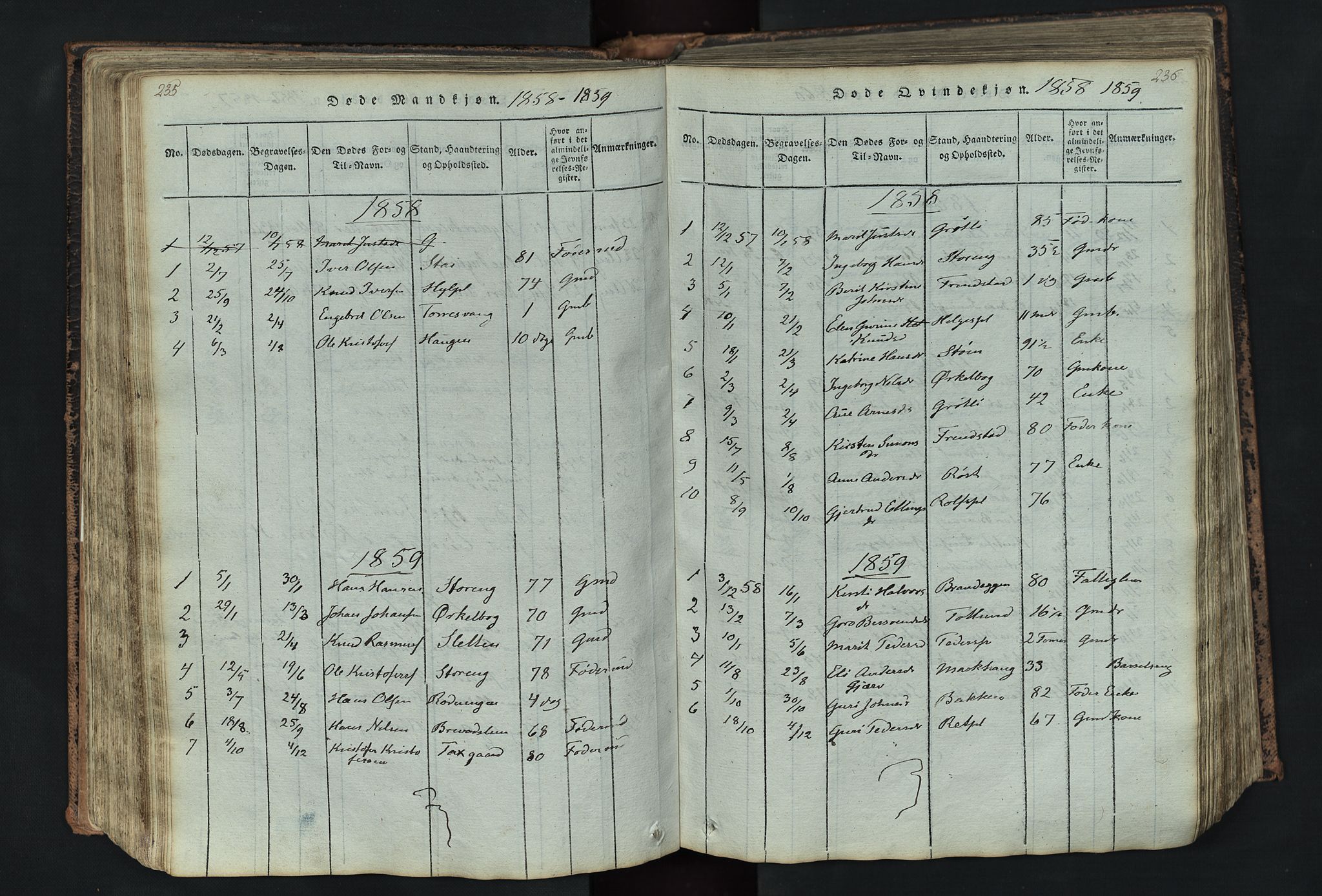 Kvikne prestekontor, AV/SAH-PREST-064/H/Ha/Hab/L0001: Parish register (copy) no. 1, 1815-1895, p. 235-236