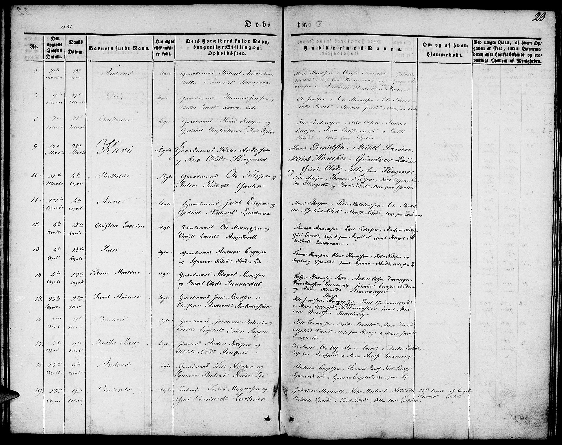 Fjell sokneprestembete, AV/SAB-A-75301/H/Haa: Parish register (official) no. A 1, 1835-1850, p. 23