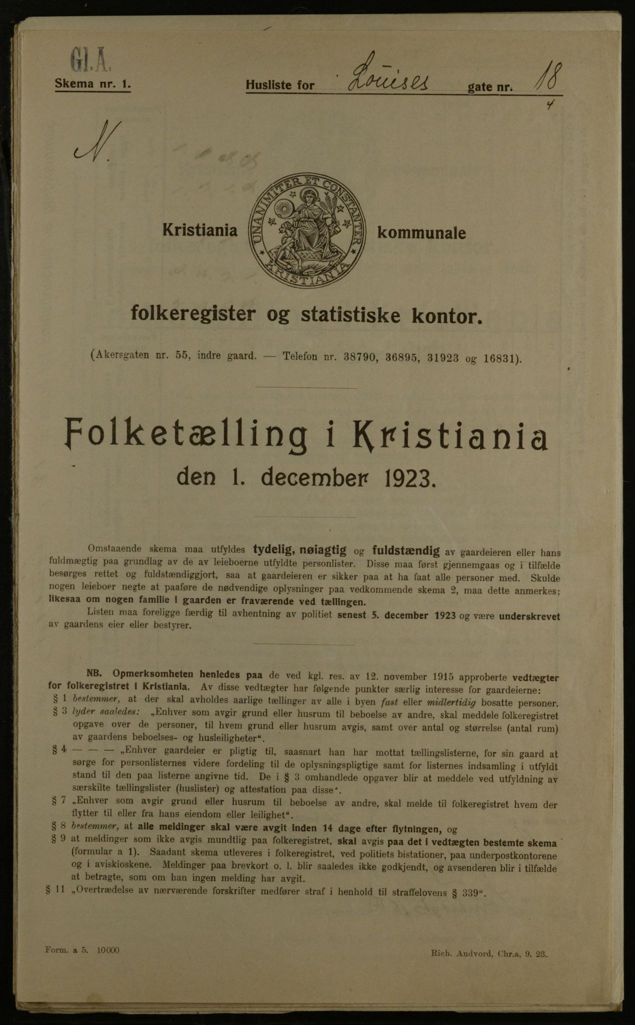 OBA, Municipal Census 1923 for Kristiania, 1923, p. 64929