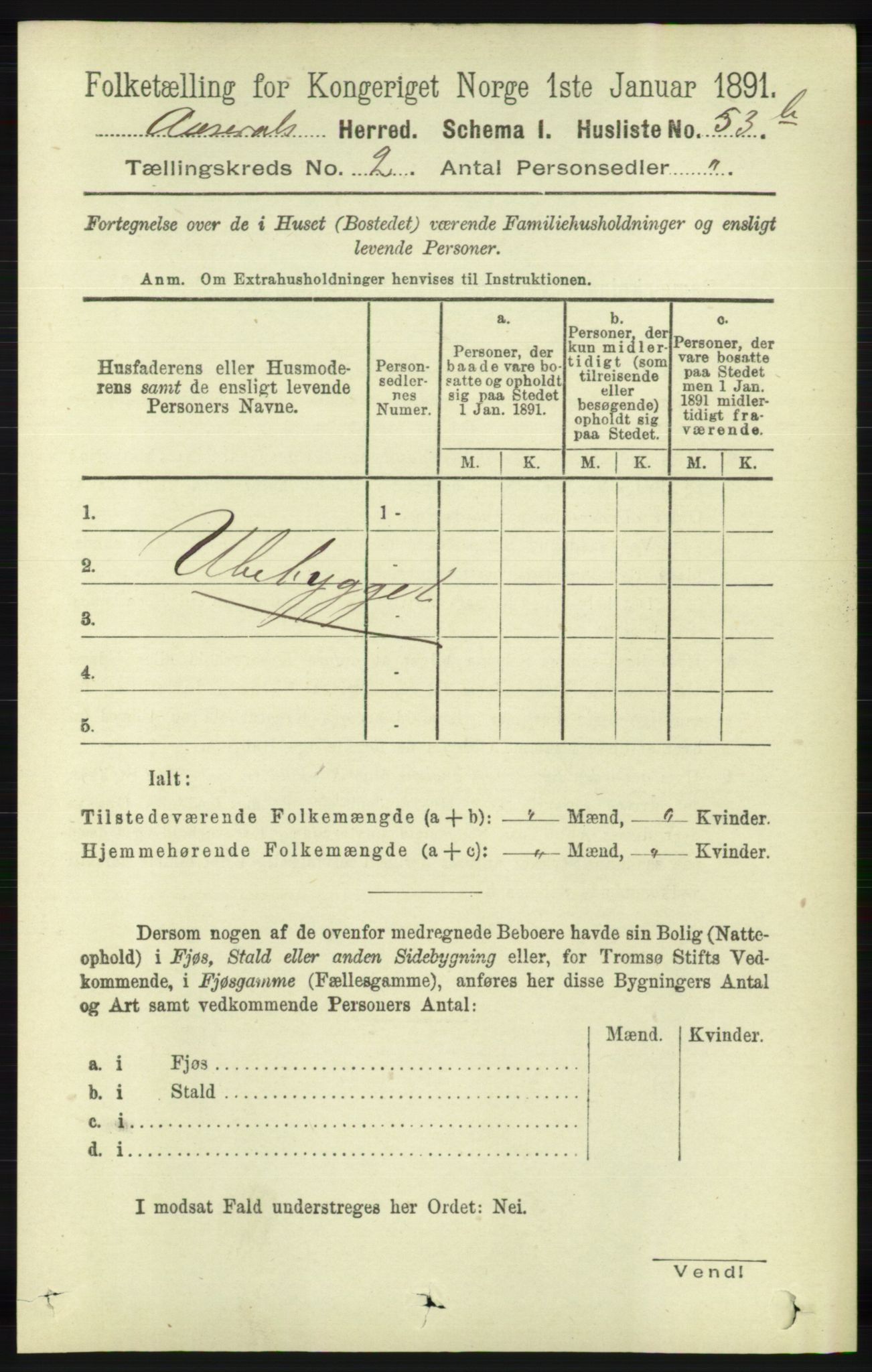 RA, 1891 census for 1026 Åseral, 1891, p. 383