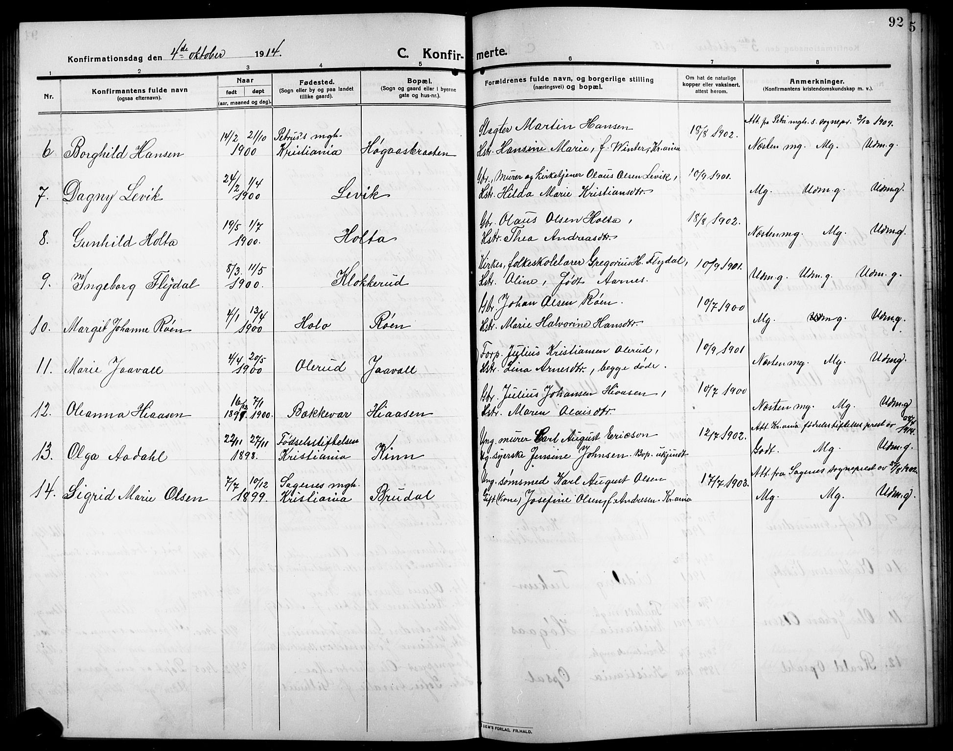 Rødenes prestekontor Kirkebøker, AV/SAO-A-2005/G/Ga/L0003: Parish register (copy) no. I 3, 1911-1926, p. 92