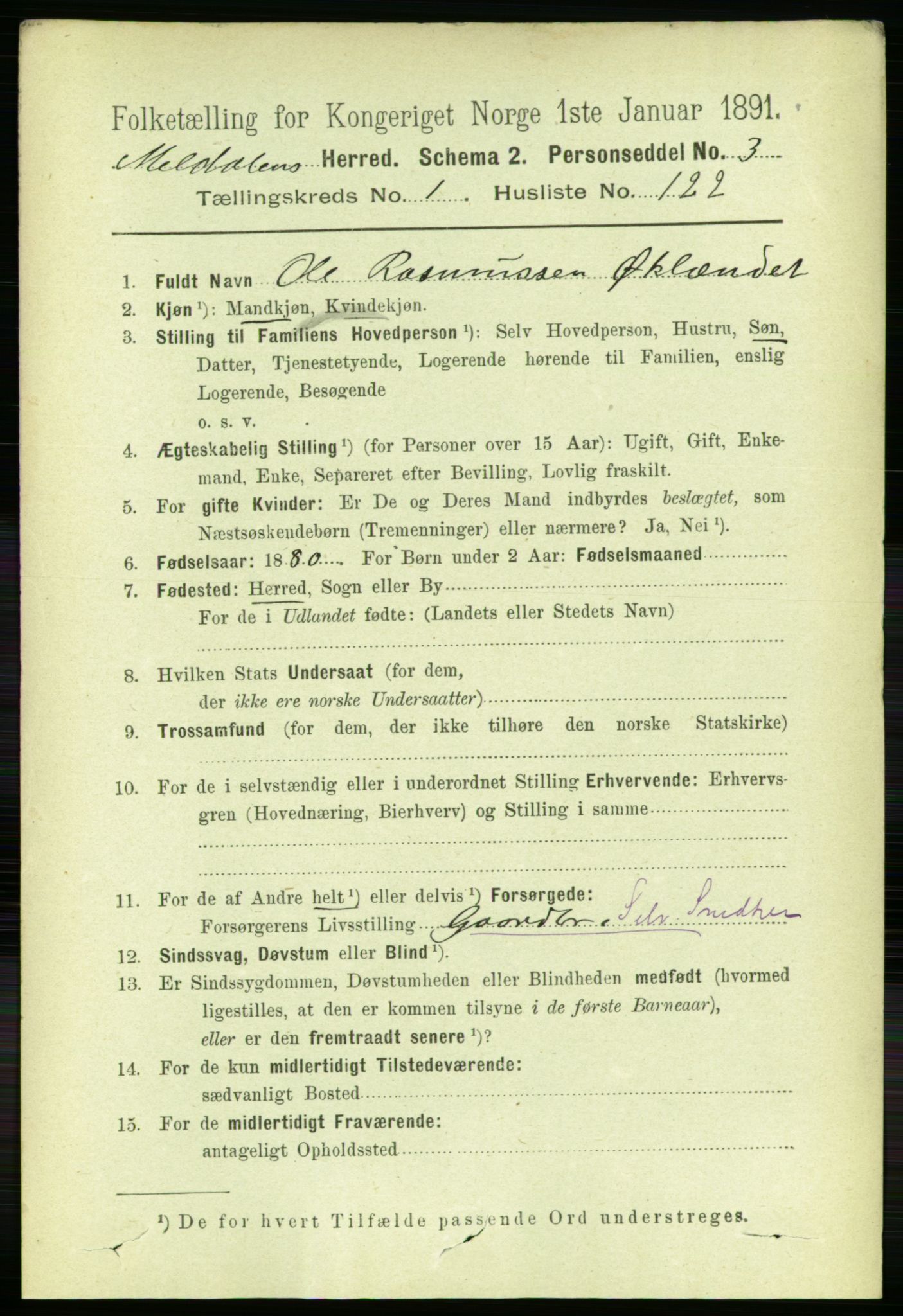 RA, 1891 census for 1636 Meldal, 1891, p. 936