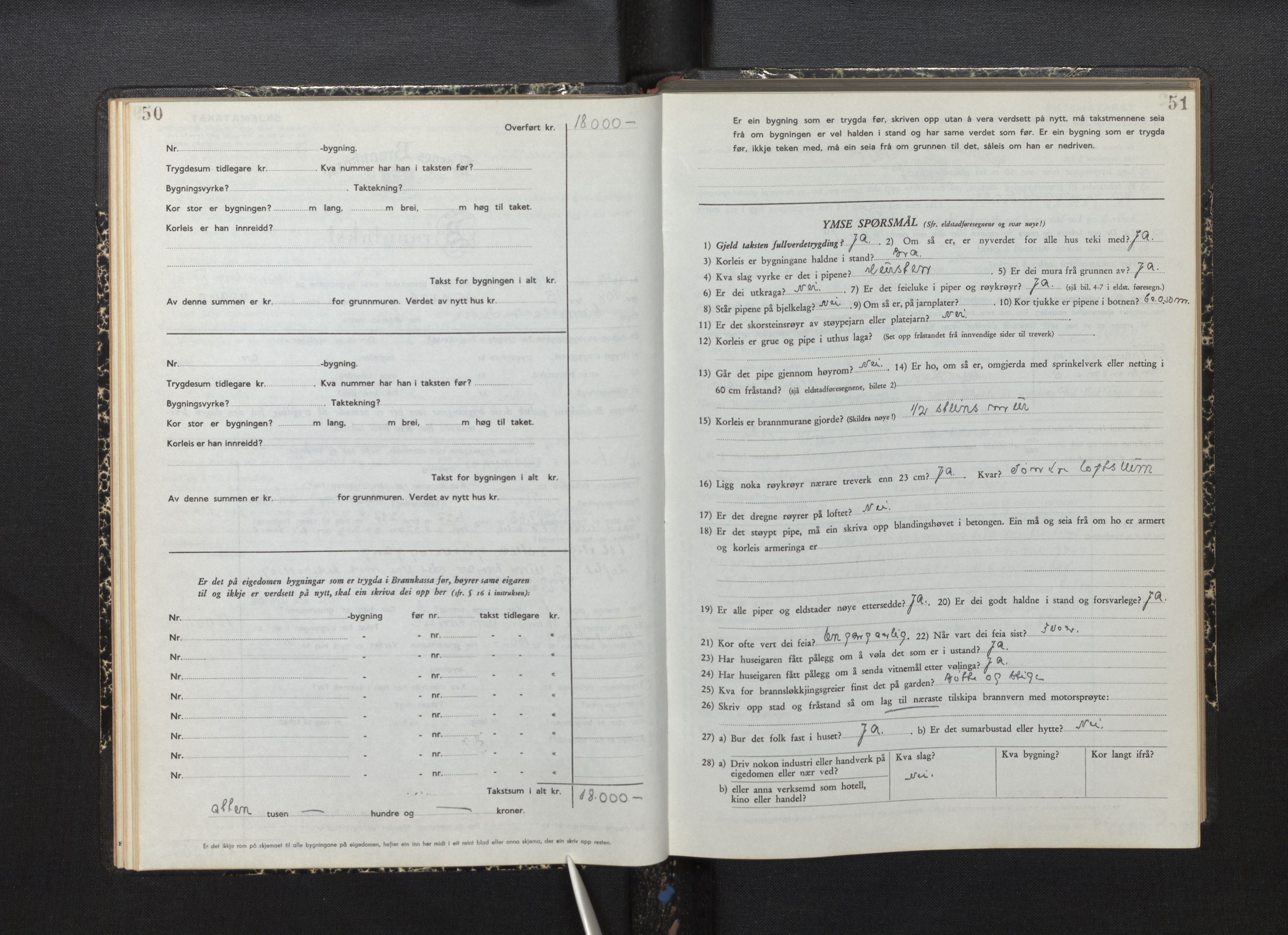 Lensmannen i Lindås, AV/SAB-A-33501/0012/L0002: Branntakstprotokoll skjematakst, 1949-1955, p. 50-51