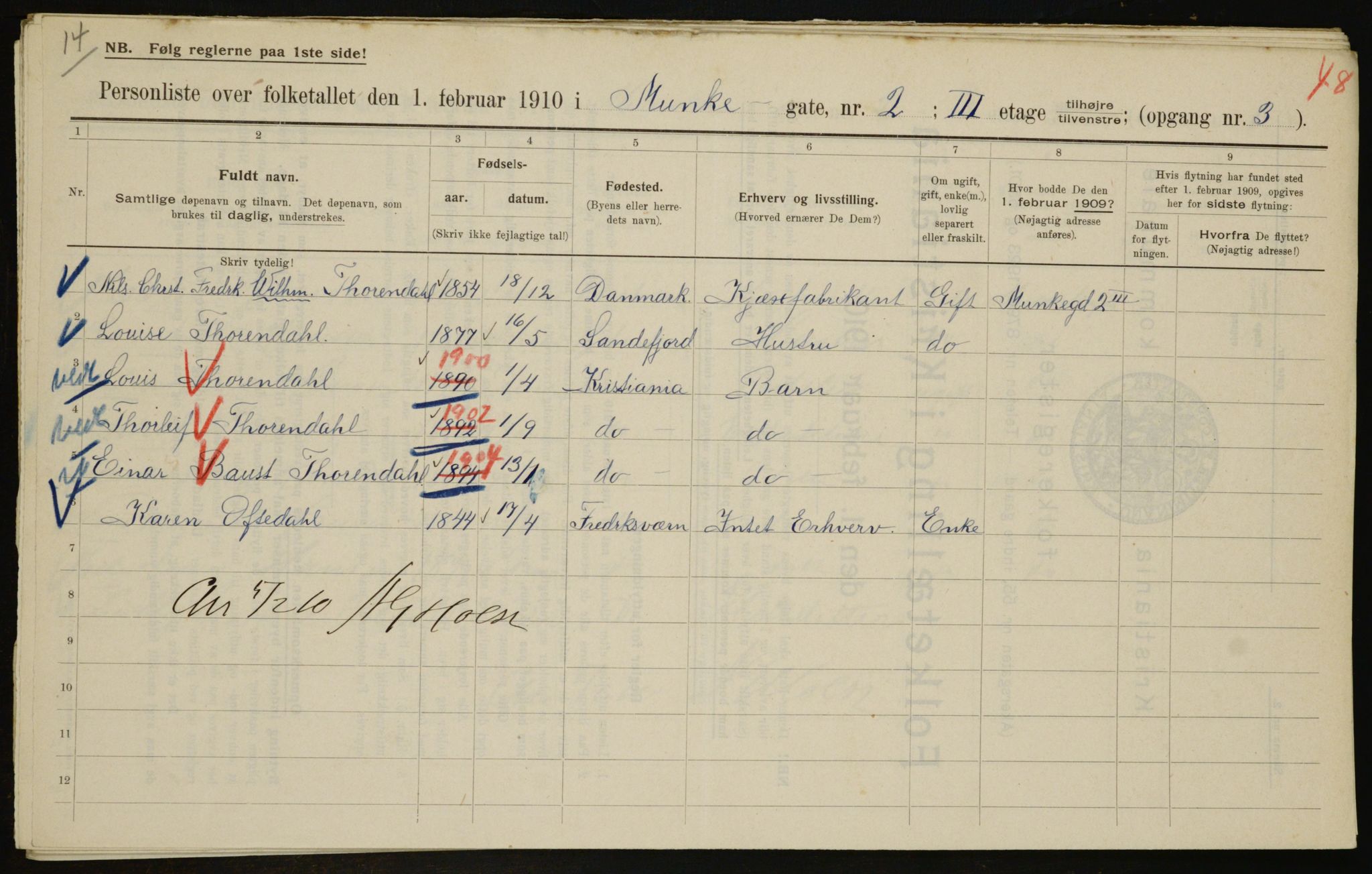 OBA, Municipal Census 1910 for Kristiania, 1910, p. 65619