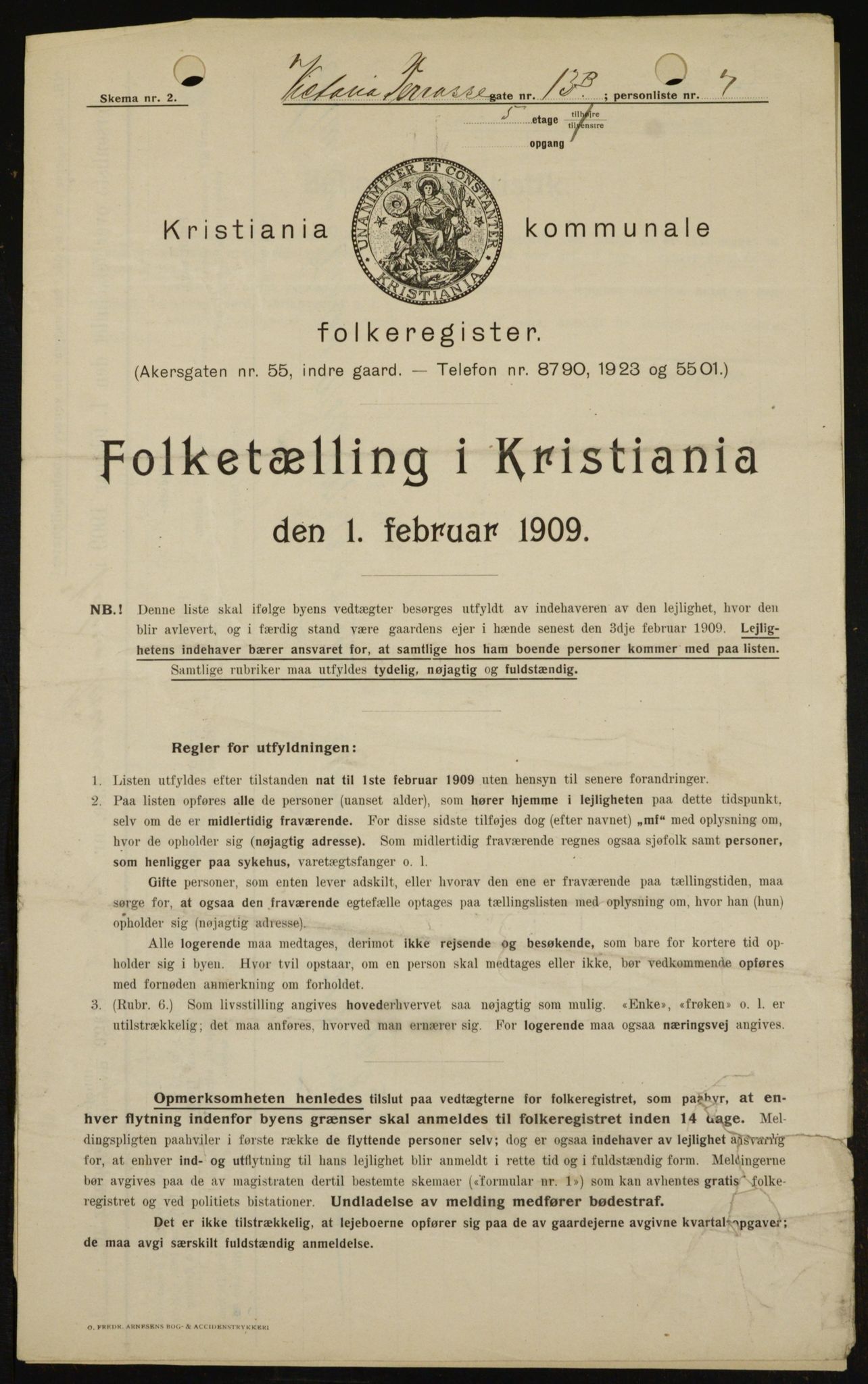 OBA, Municipal Census 1909 for Kristiania, 1909, p. 112111