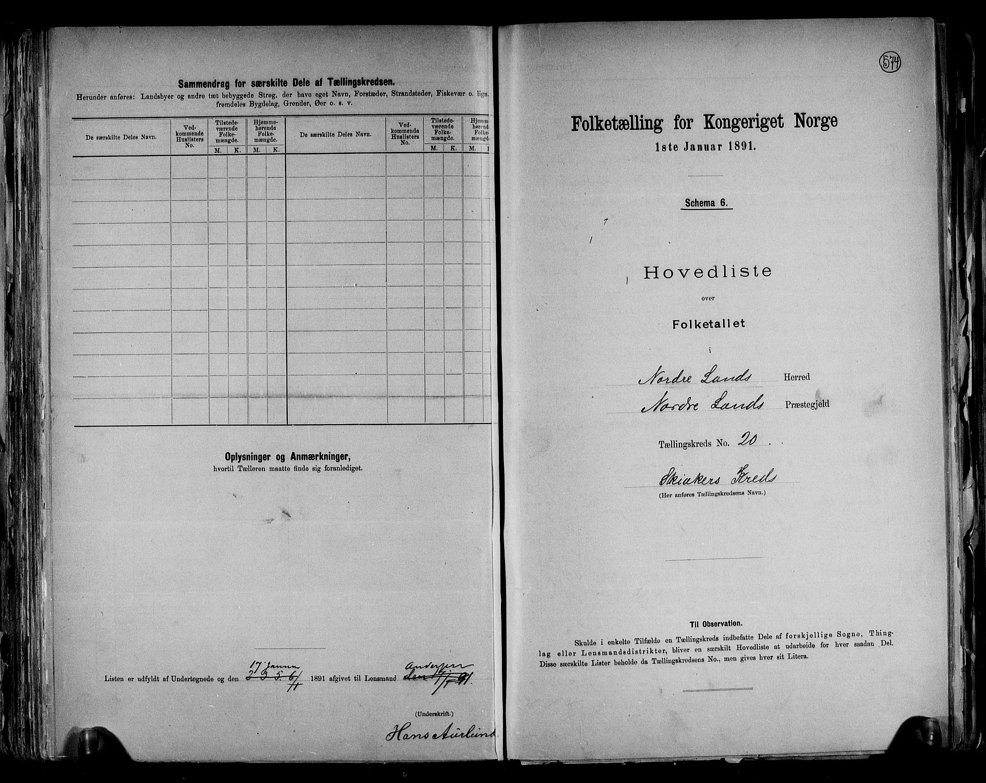 RA, 1891 census for 0538 Nordre Land, 1891, p. 42