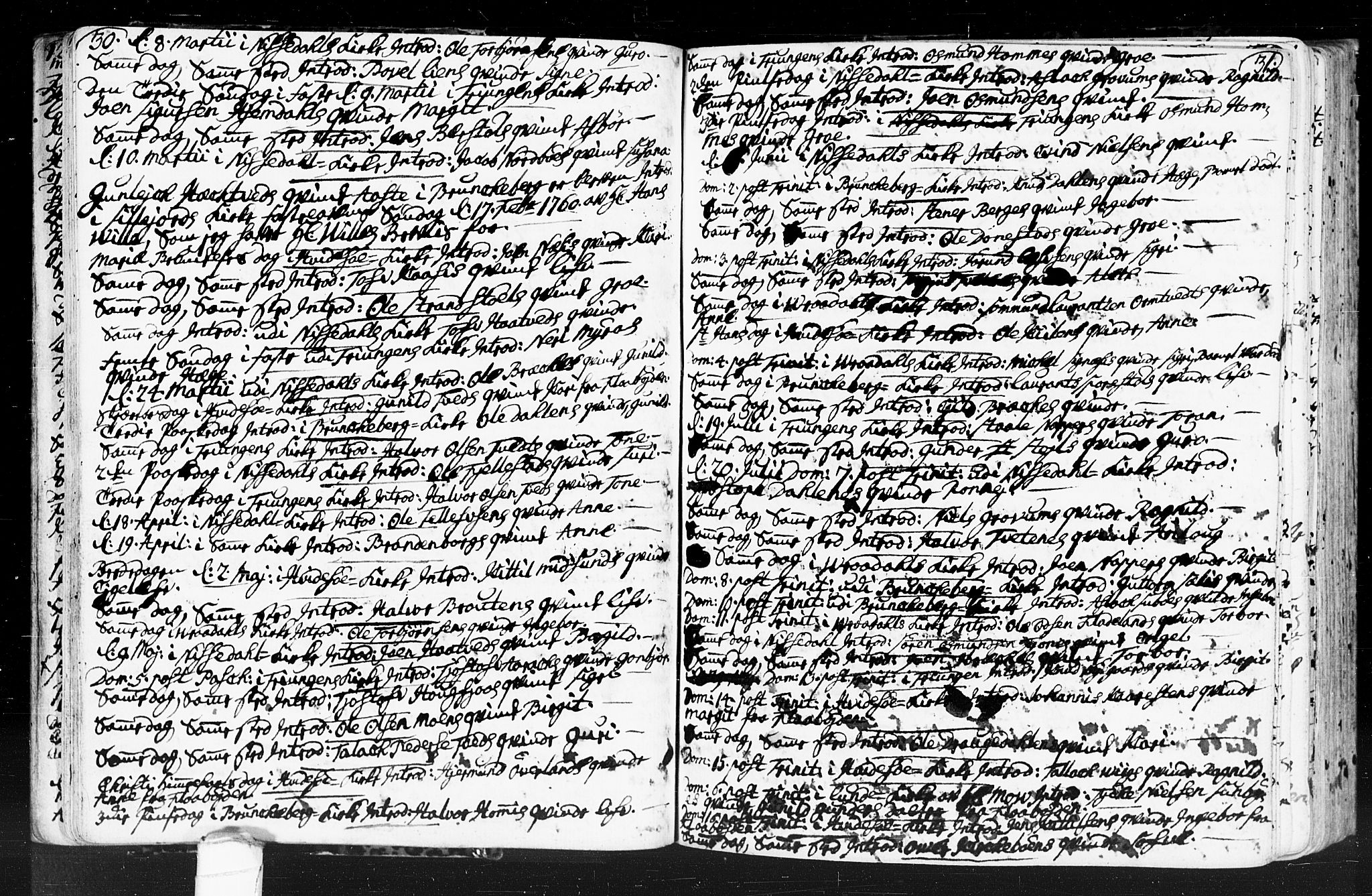 Kviteseid kirkebøker, SAKO/A-276/F/Fa/L0001: Parish register (official) no. I 1, 1754-1773, p. 30-31
