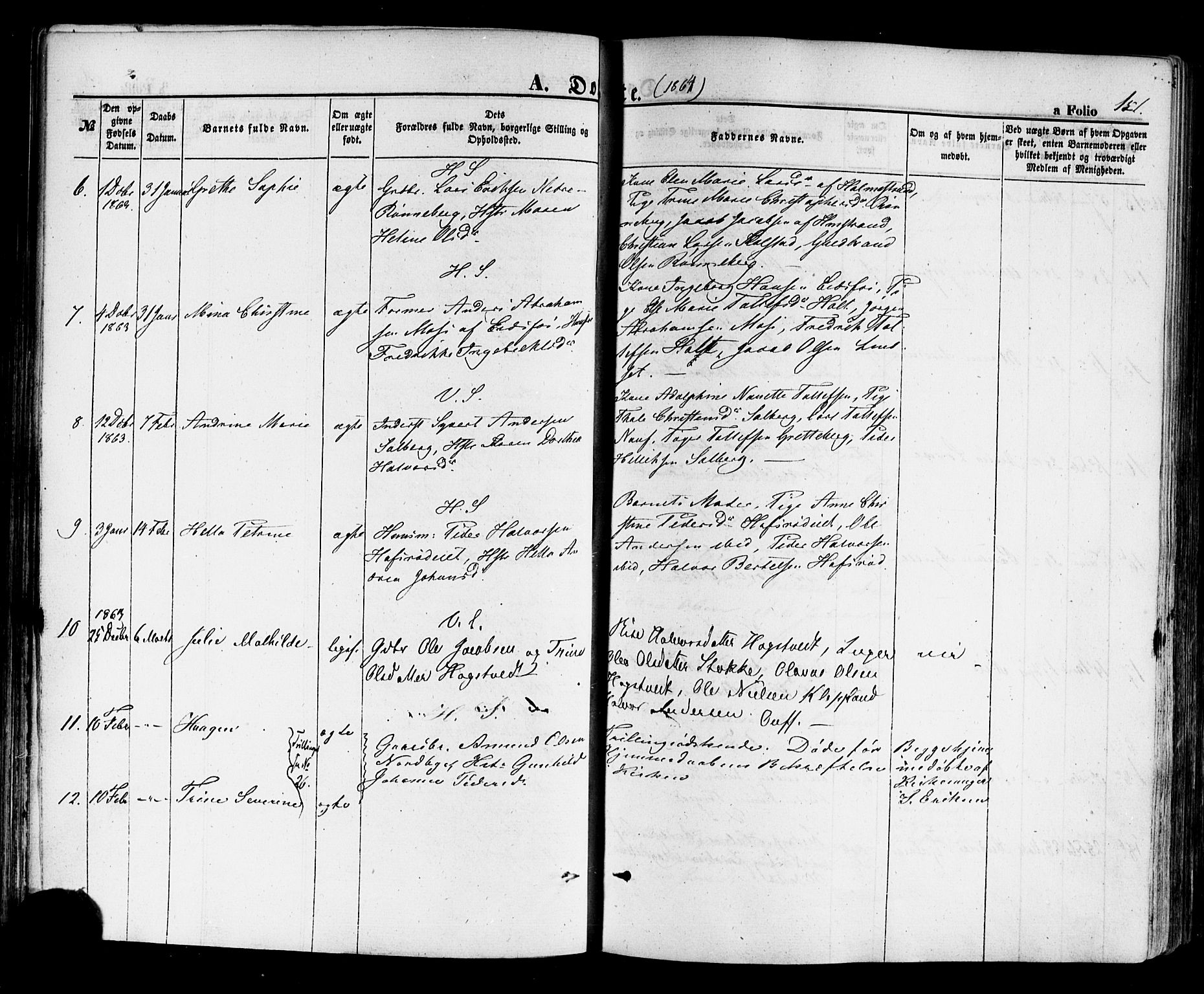 Hof kirkebøker, AV/SAKO-A-64/F/Fa/L0006: Parish register (official) no. I 6, 1851-1877, p. 151