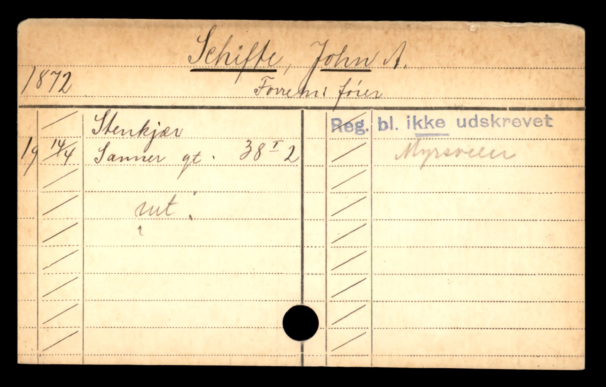 Oslo folkeregister, Registerkort, SAO/A-11715/D/Da/L0083: Menn: Schifte John - Setsås Harald, 1906-1919