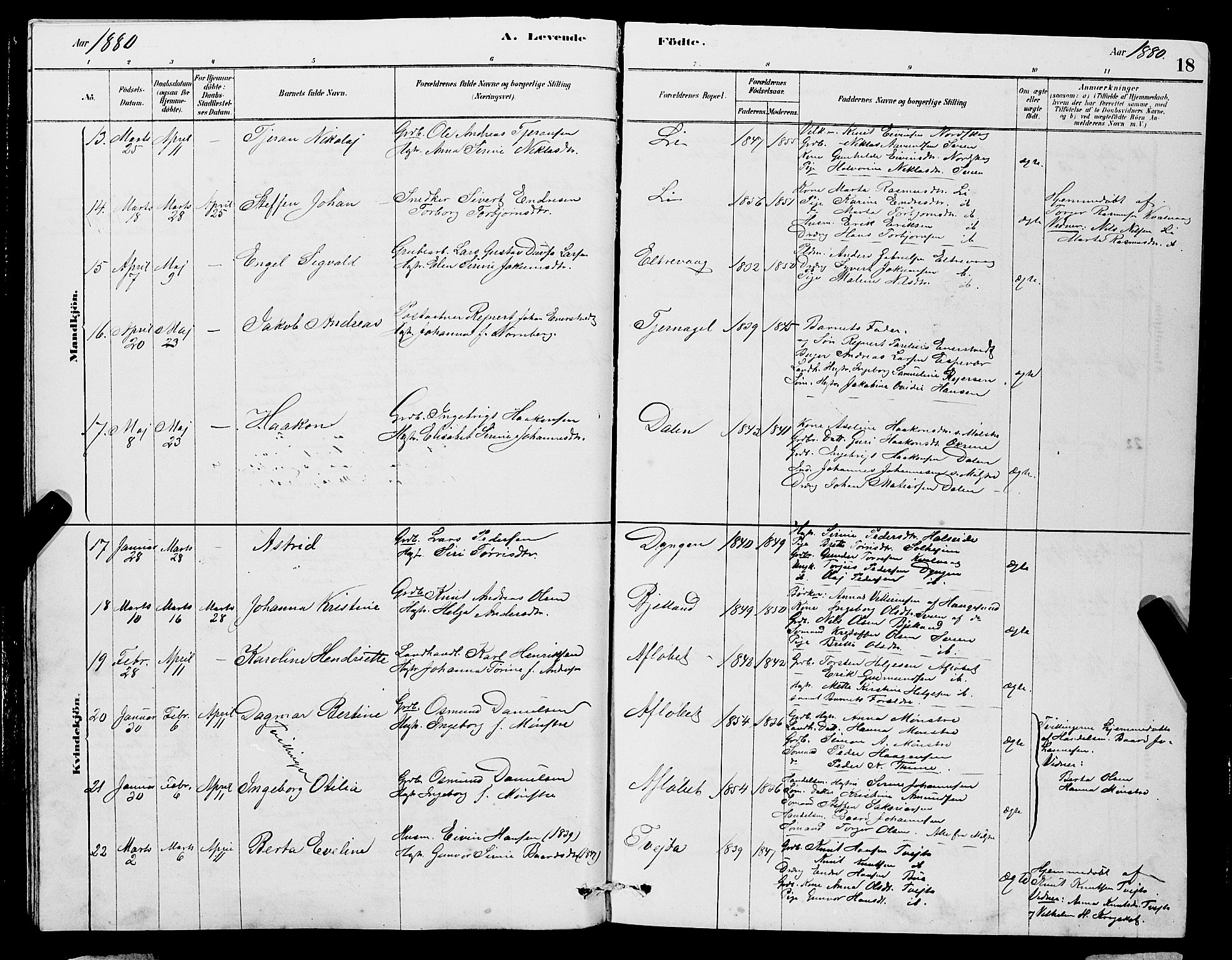 Sveio Sokneprestembete, AV/SAB-A-78501/H/Hab: Parish register (copy) no. A 3, 1878-1896, p. 18