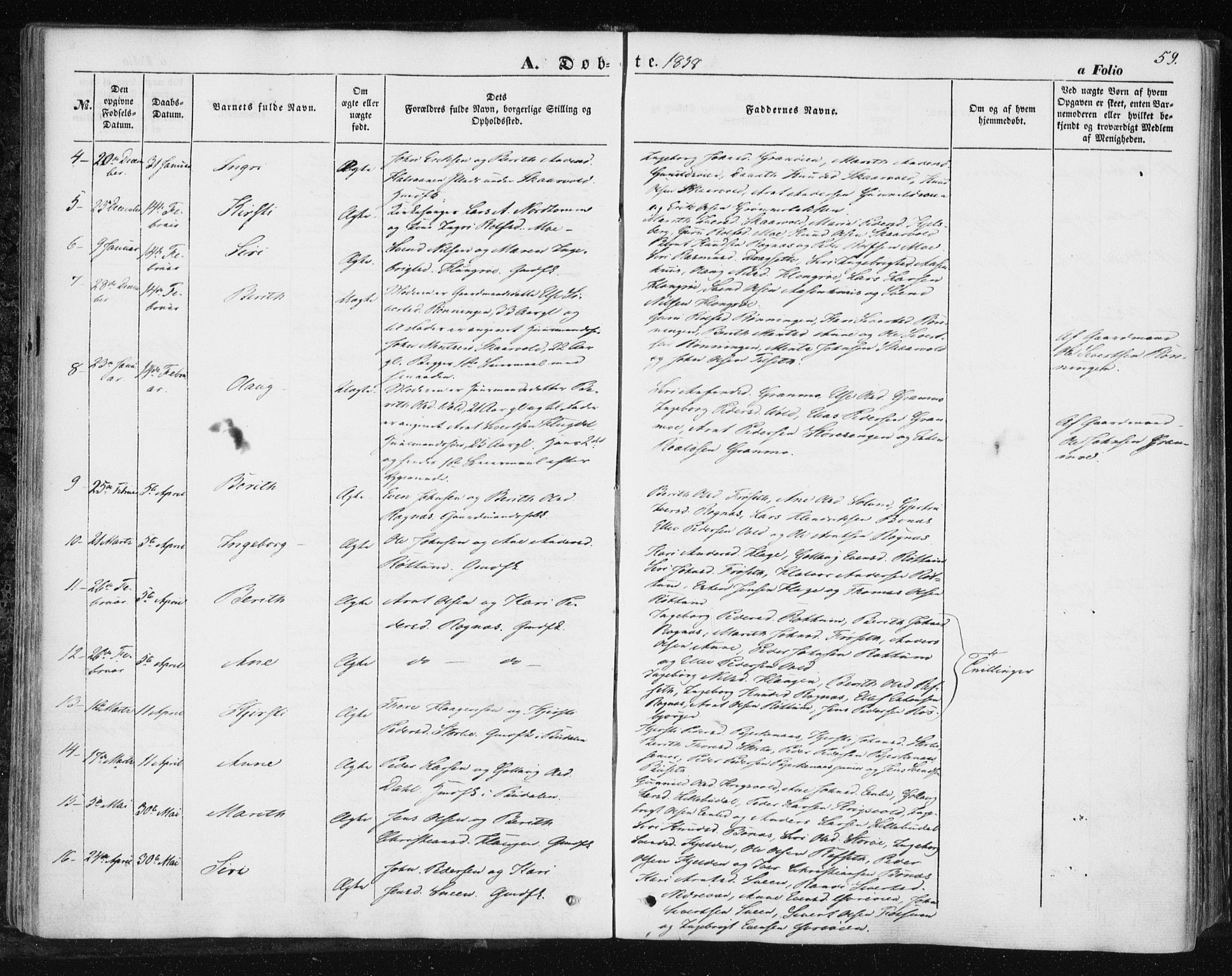 Ministerialprotokoller, klokkerbøker og fødselsregistre - Sør-Trøndelag, SAT/A-1456/687/L1000: Parish register (official) no. 687A06, 1848-1869, p. 59