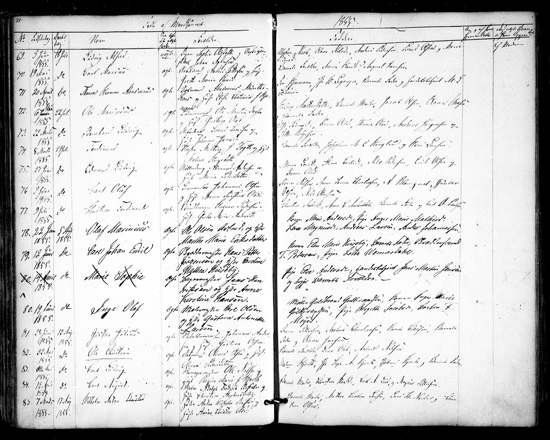 Halden prestekontor Kirkebøker, AV/SAO-A-10909/F/Fa/L0006: Parish register (official) no. I 6, 1845-1856, p. 80