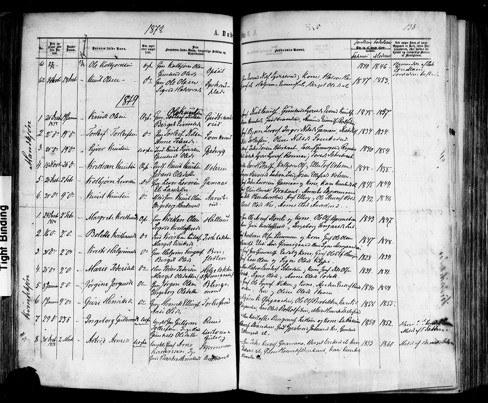 Nes kirkebøker, SAKO/A-236/F/Fa/L0010: Parish register (official) no. 10, 1864-1880, p. 138