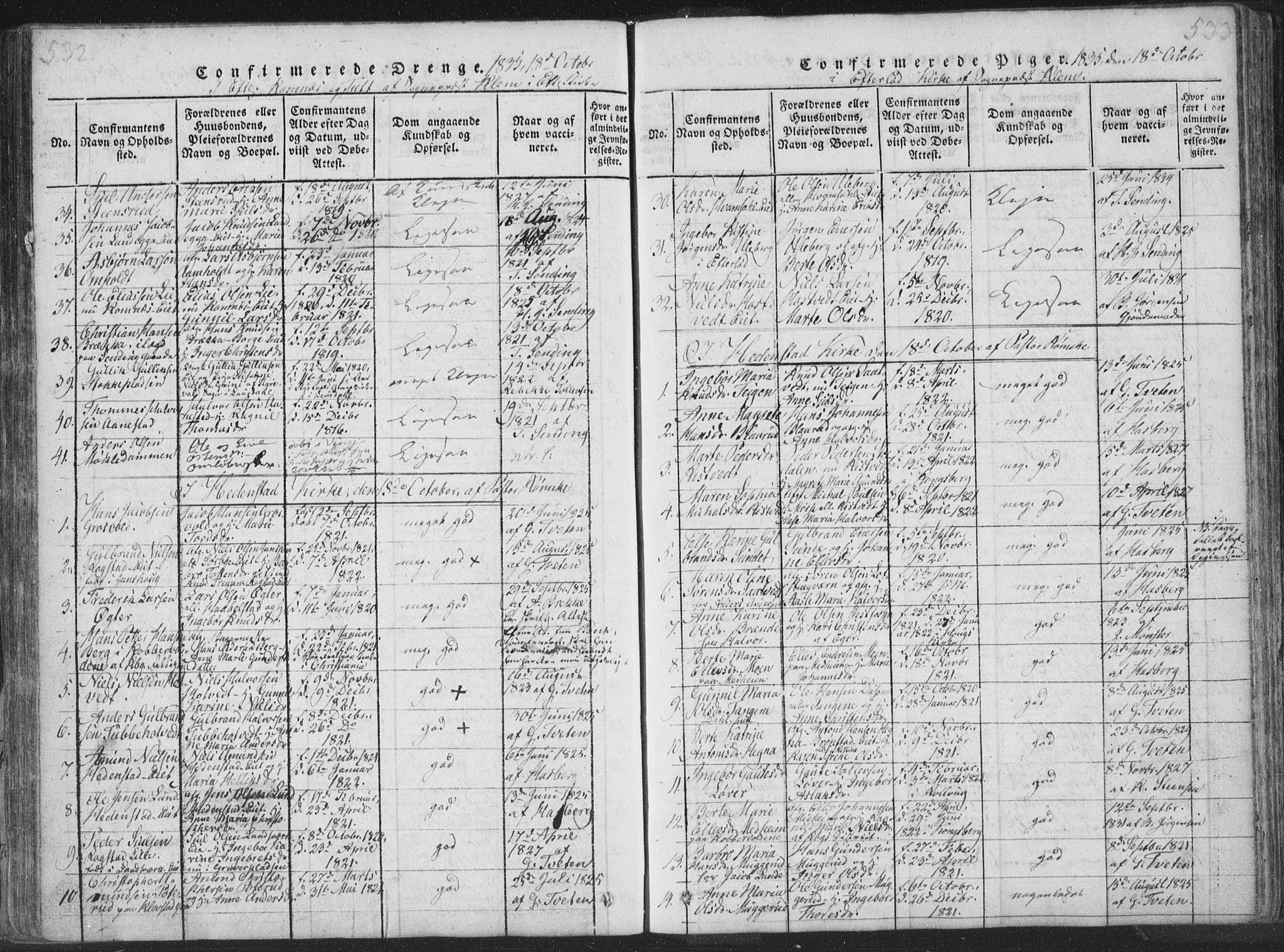 Sandsvær kirkebøker, AV/SAKO-A-244/F/Fa/L0004: Parish register (official) no. I 4, 1817-1839, p. 532-533