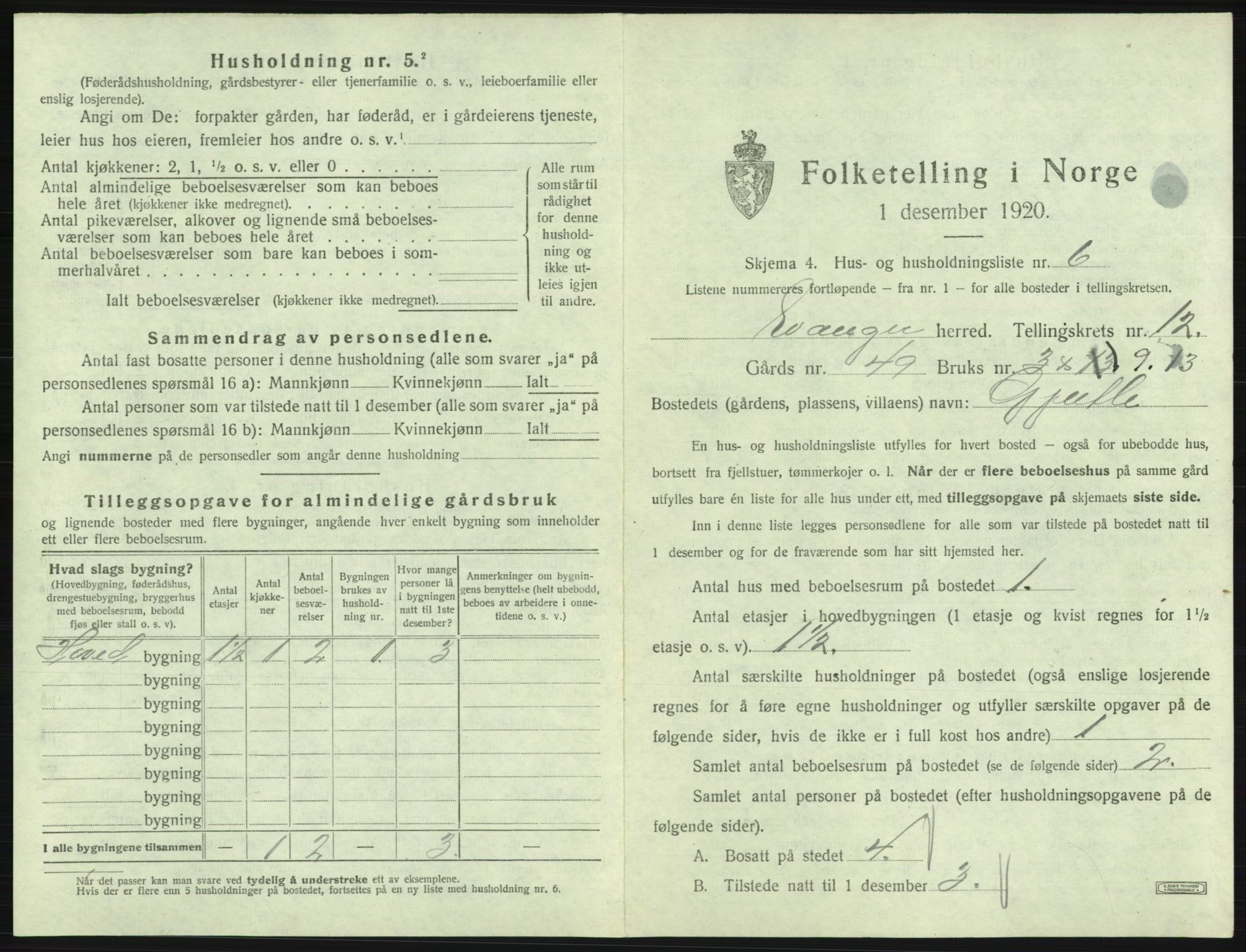 SAB, 1920 census for Evanger, 1920, p. 577