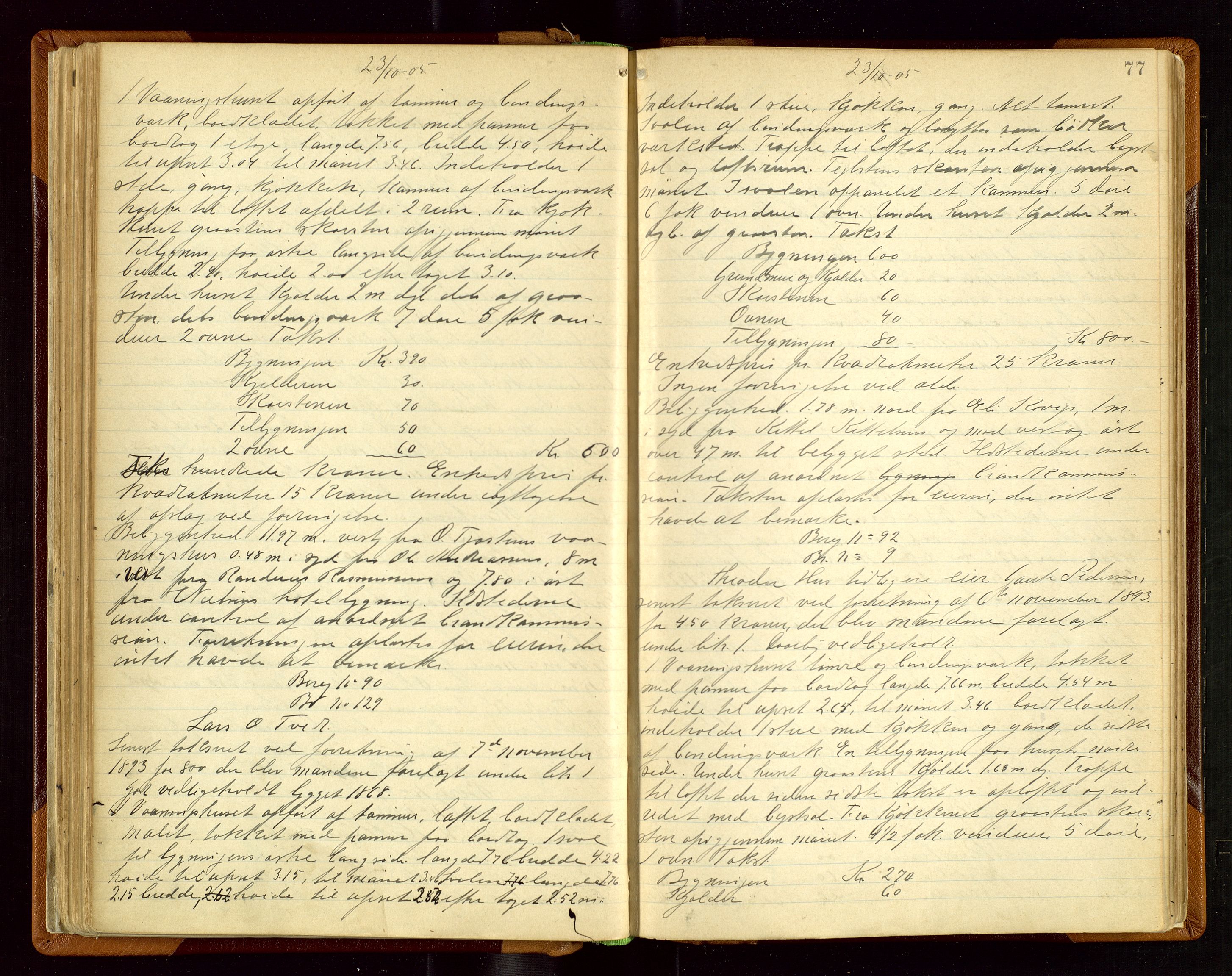 Sand lensmannskontor, AV/SAST-A-100415/Gob/L0003: Branntakstprotokoll, 1893-1936, p. 76b-77a