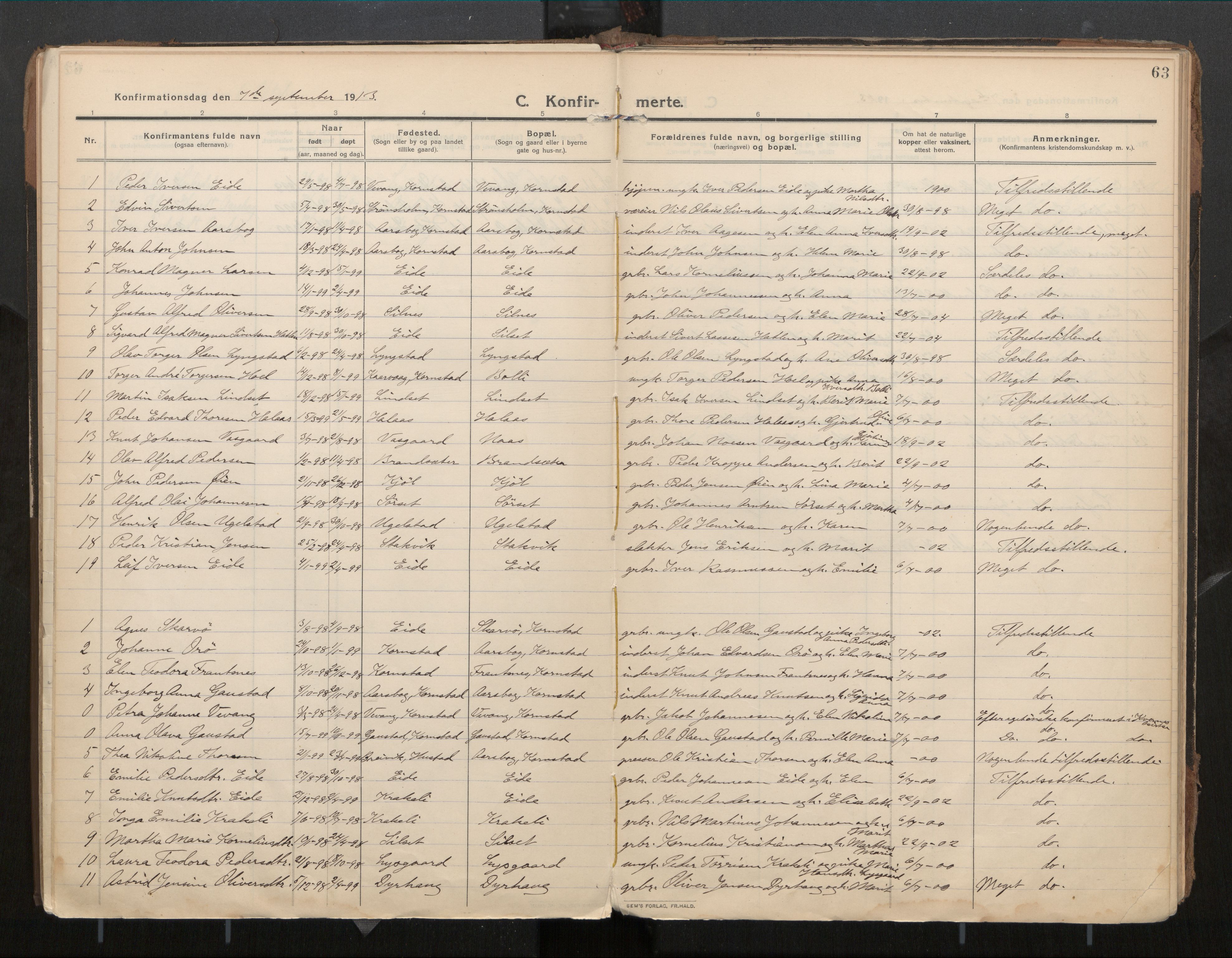 Ministerialprotokoller, klokkerbøker og fødselsregistre - Møre og Romsdal, SAT/A-1454/571/L0836b: Parish register (official) no. 571A03, 1911-1926, p. 63