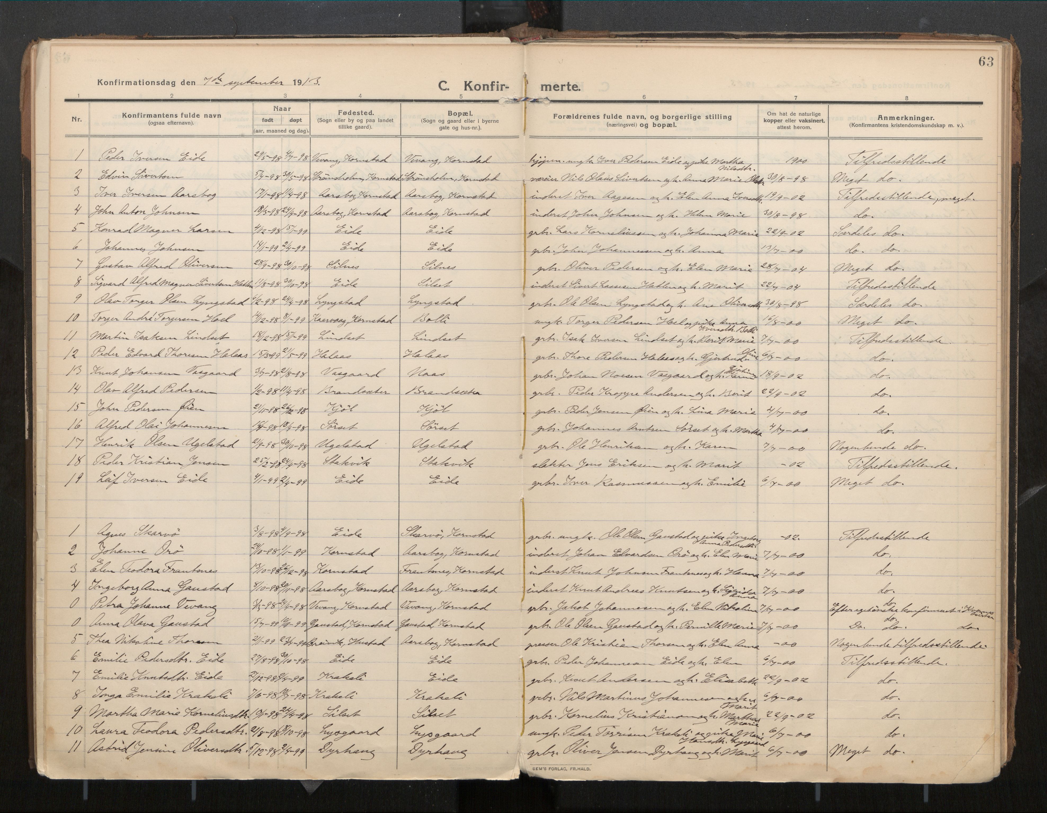 Ministerialprotokoller, klokkerbøker og fødselsregistre - Møre og Romsdal, AV/SAT-A-1454/571/L0836b: Parish register (official) no. 571A03, 1911-1926, p. 63