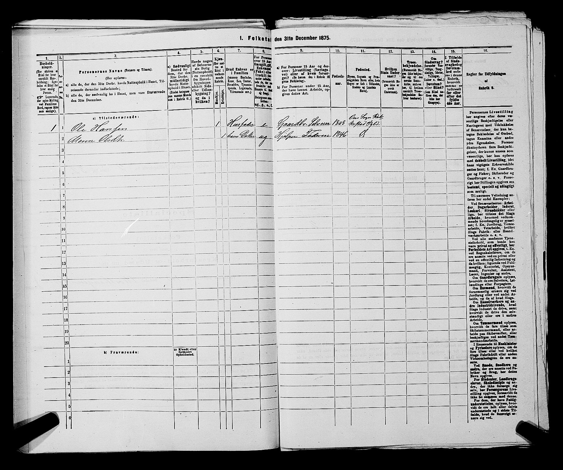 RA, 1875 census for 0114P Varteig, 1875, p. 269