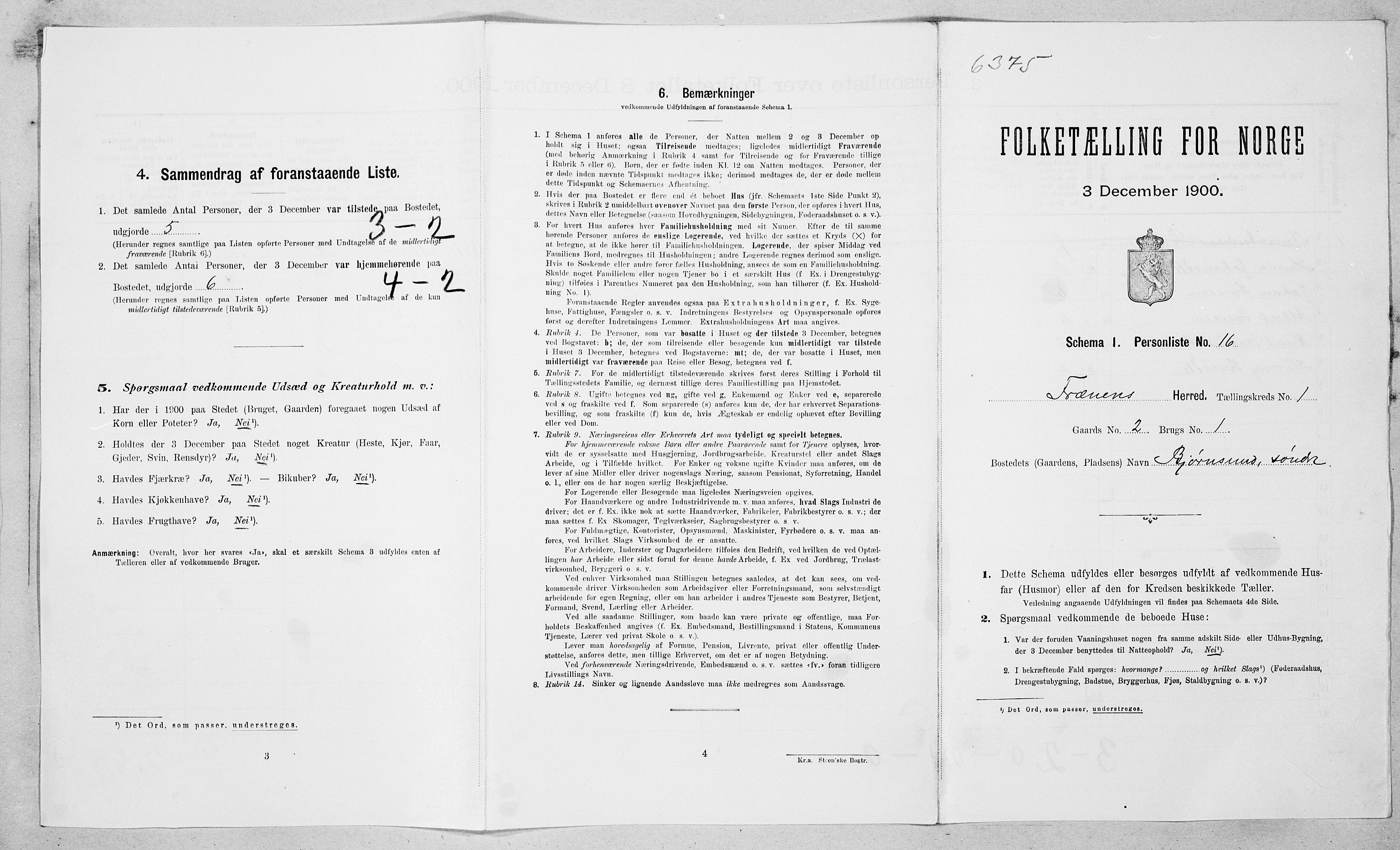 SAT, 1900 census for Fræna, 1900, p. 94