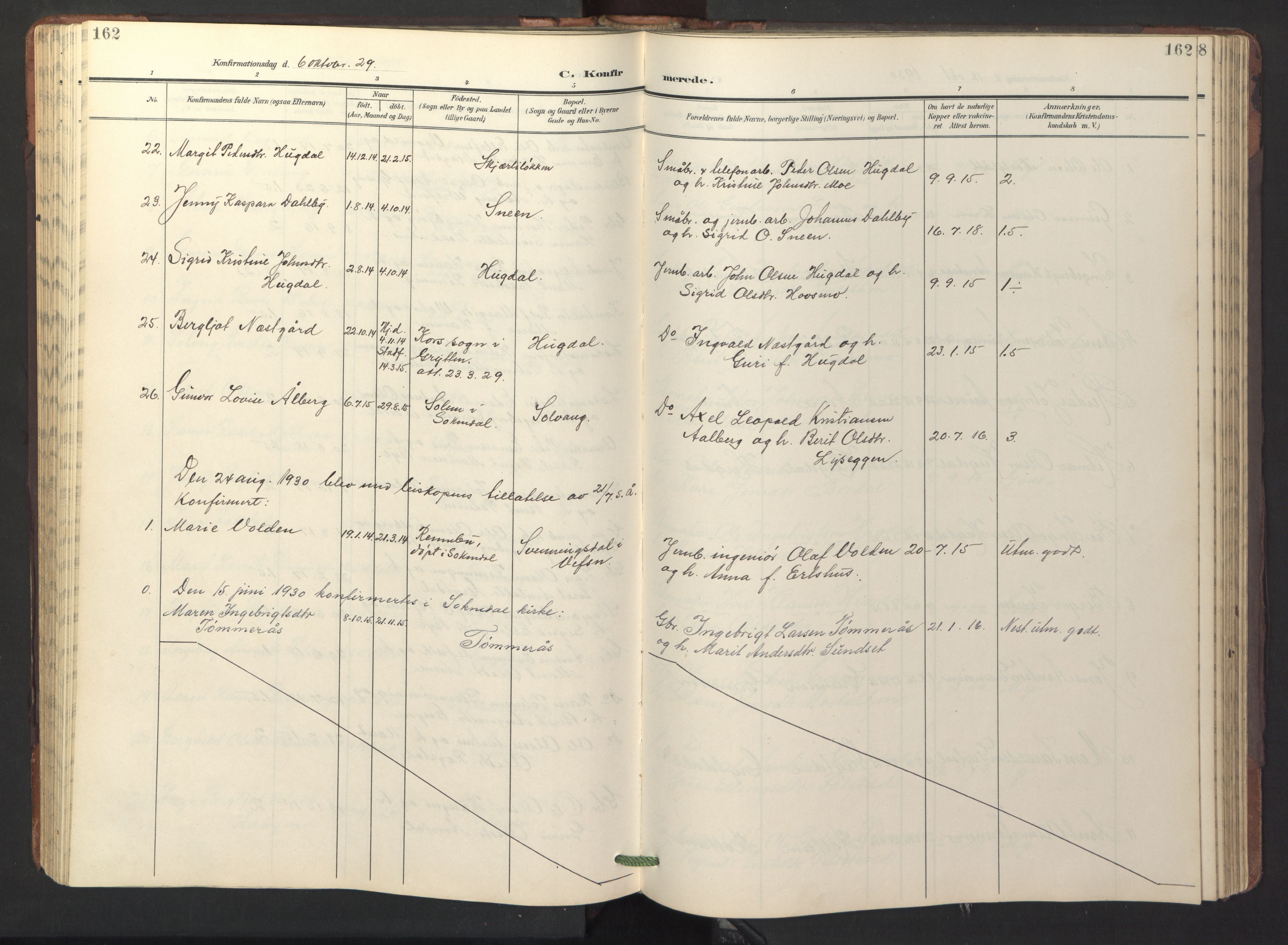 Ministerialprotokoller, klokkerbøker og fødselsregistre - Sør-Trøndelag, SAT/A-1456/687/L1019: Parish register (copy) no. 687C03, 1904-1931, p. 162