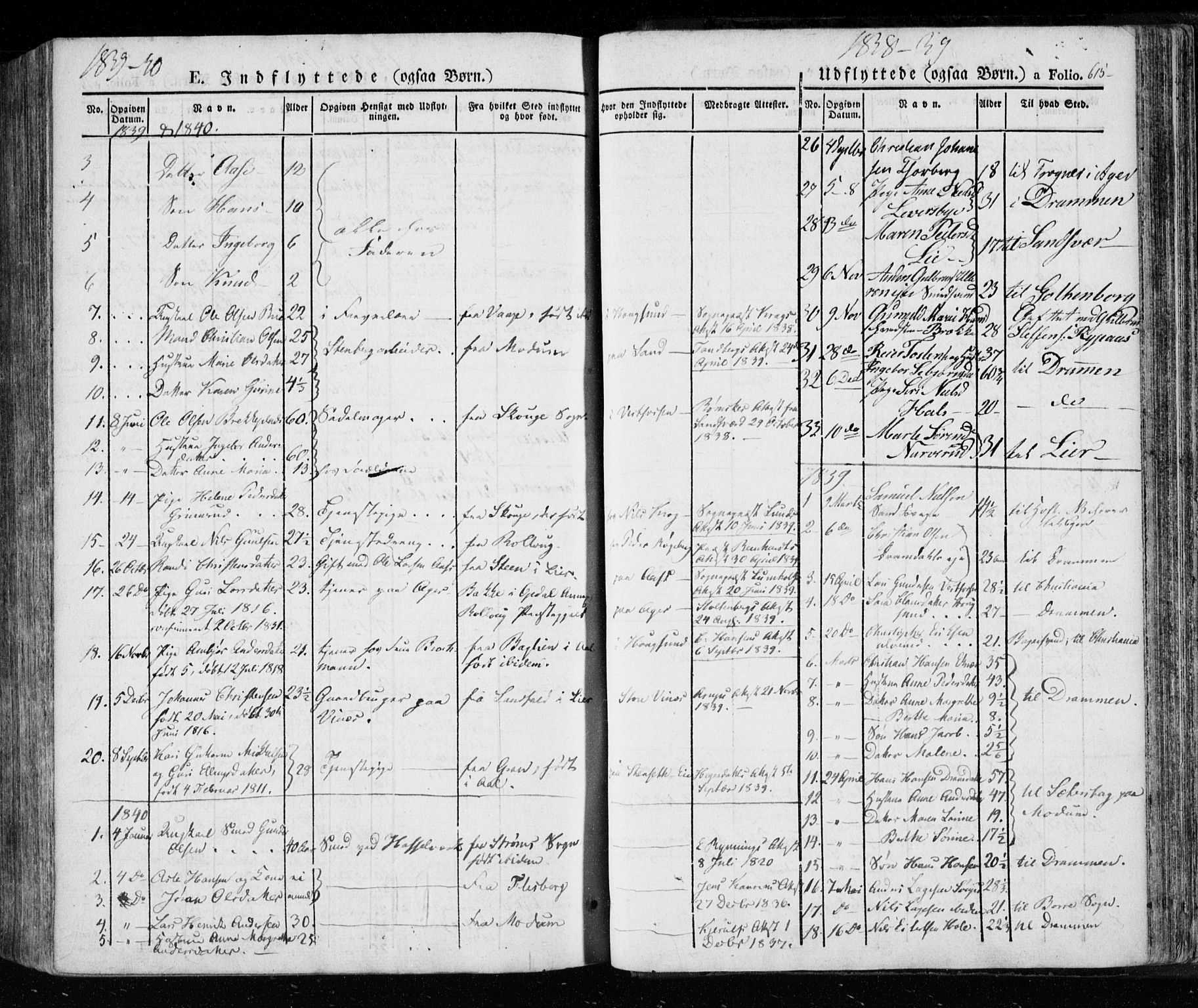 Eiker kirkebøker, SAKO/A-4/F/Fa/L0013a: Parish register (official) no. I 13A, 1832-1845, p. 615