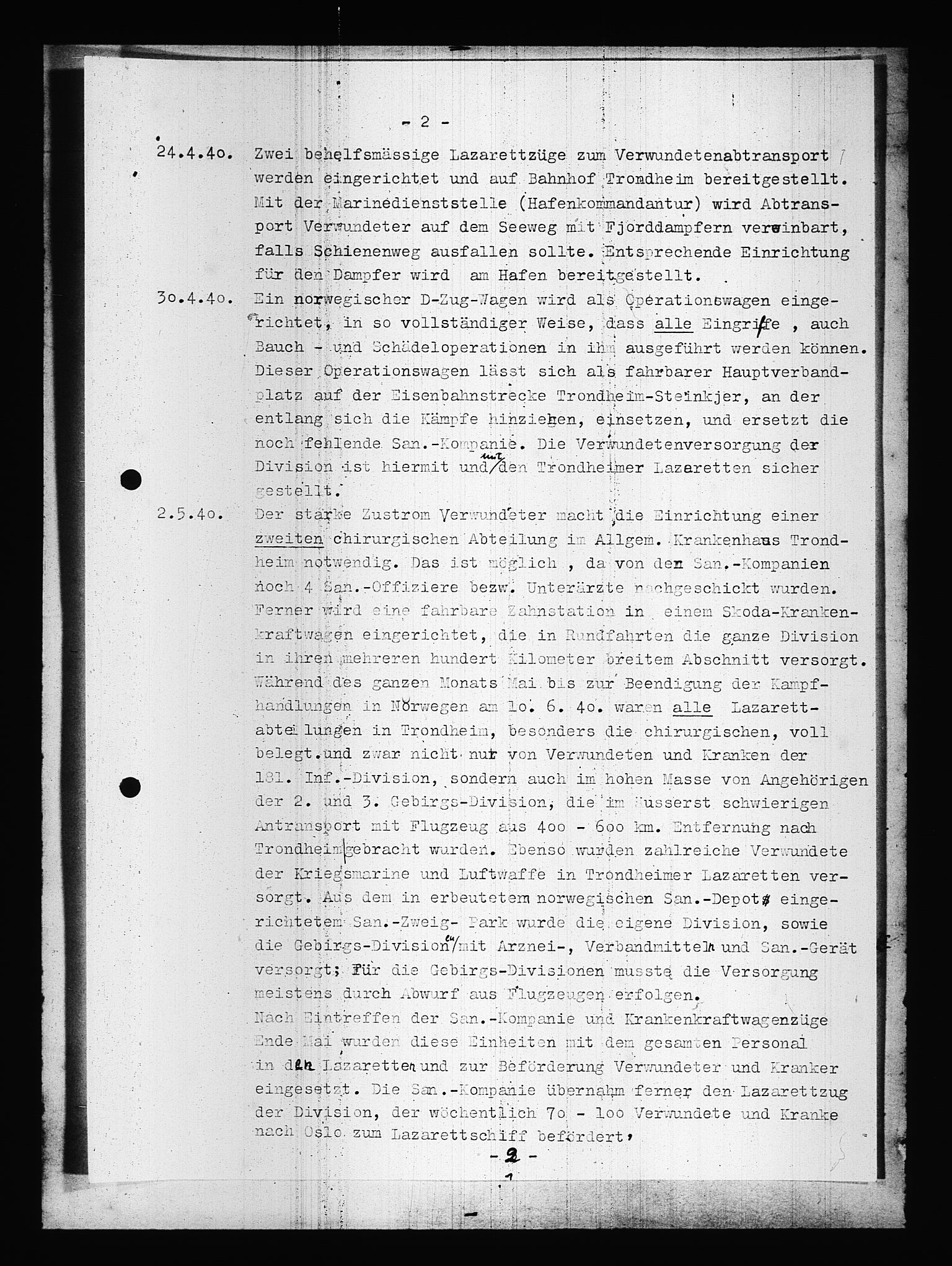 Documents Section, RA/RAFA-2200/V/L0087: Amerikansk mikrofilm "Captured German Documents".
Box No. 726.  FKA jnr. 601/1954., 1940, p. 272