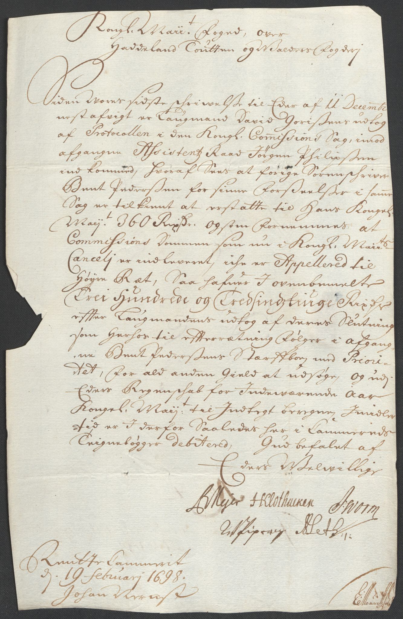 Rentekammeret inntil 1814, Reviderte regnskaper, Fogderegnskap, RA/EA-4092/R18/L1296: Fogderegnskap Hadeland, Toten og Valdres, 1698, p. 179