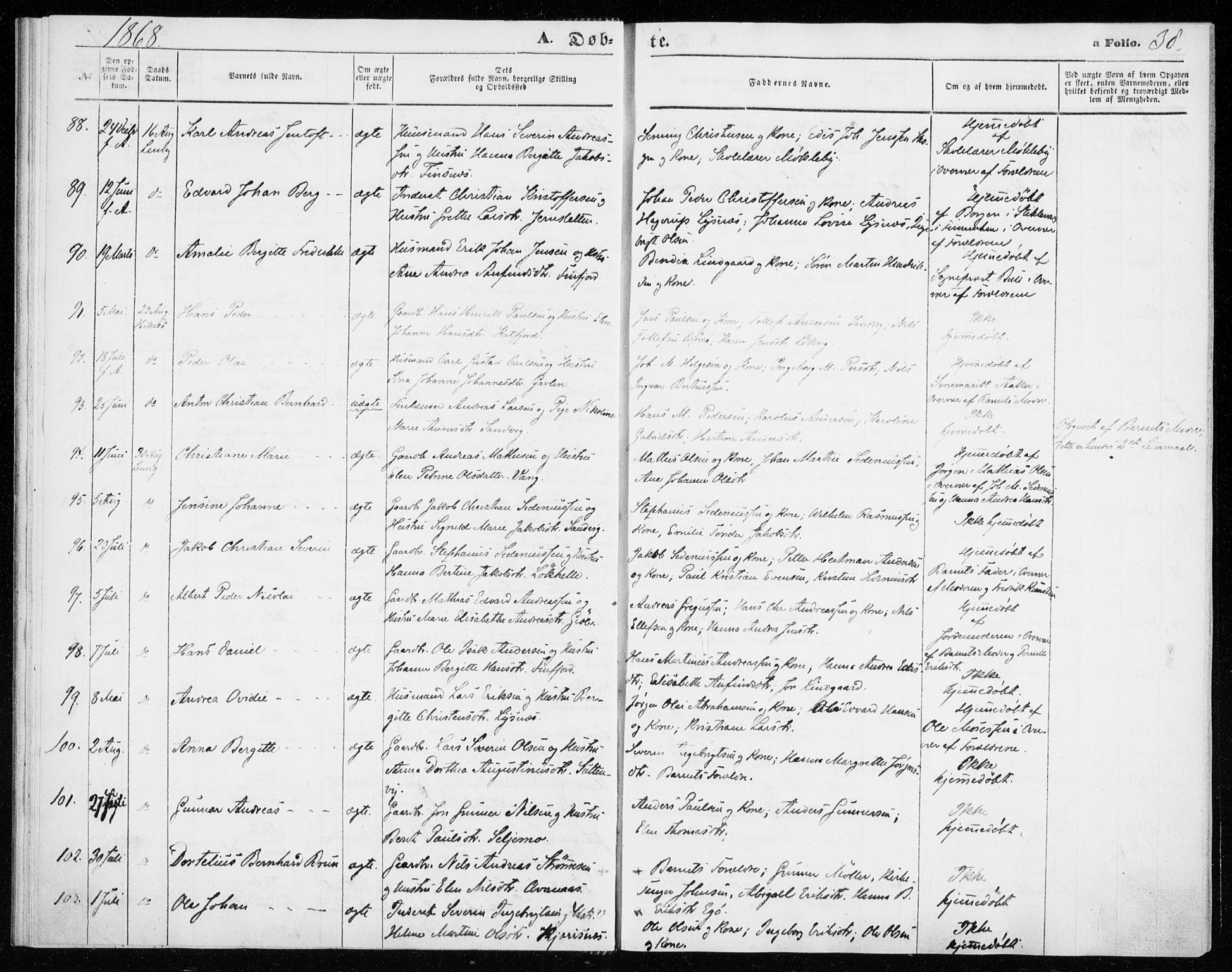 Lenvik sokneprestembete, SATØ/S-1310/H/Ha/Haa/L0009kirke: Parish register (official) no. 9, 1866-1873, p. 38