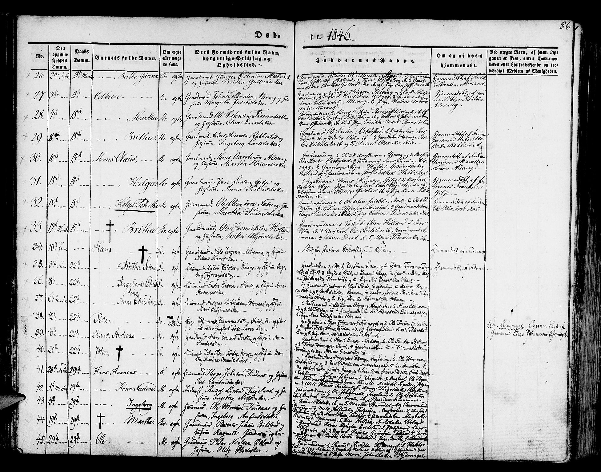 Finnås sokneprestembete, AV/SAB-A-99925/H/Ha/Haa/Haaa/L0006: Parish register (official) no. A 6, 1836-1850, p. 86