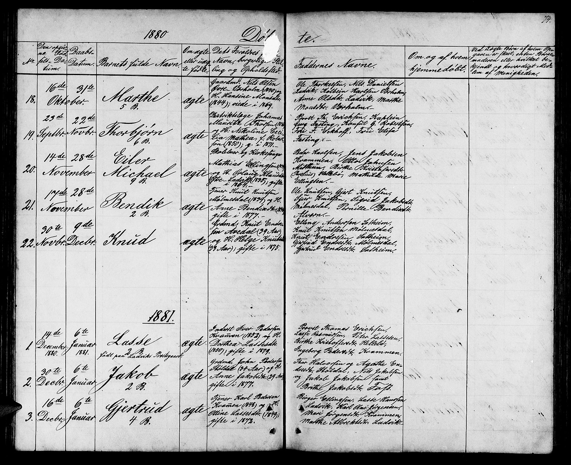 Lavik sokneprestembete, SAB/A-80901: Parish register (copy) no. A 1, 1854-1881, p. 74