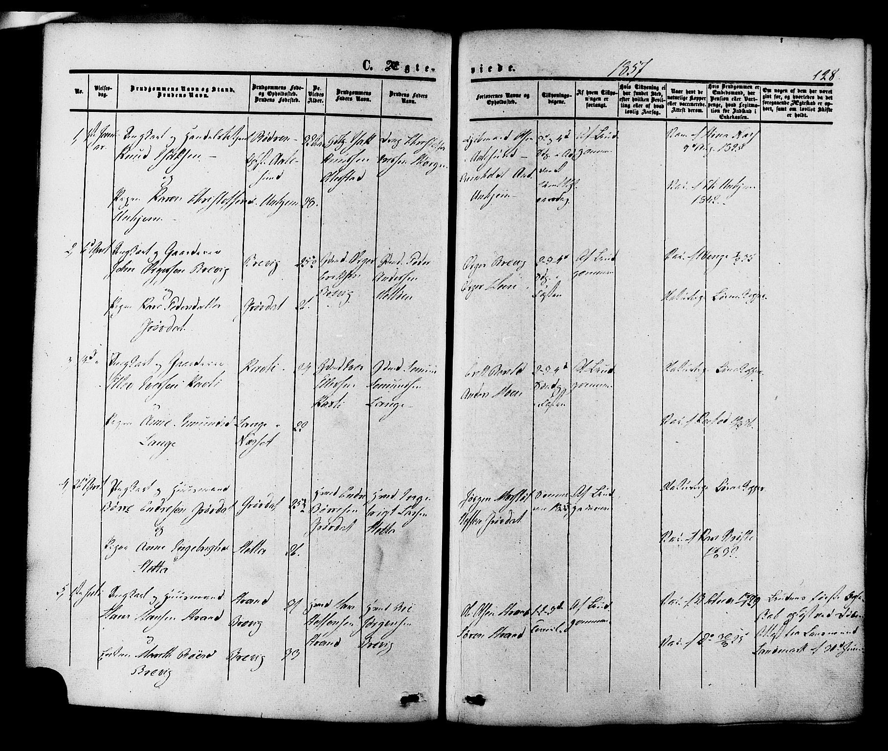 Ministerialprotokoller, klokkerbøker og fødselsregistre - Møre og Romsdal, SAT/A-1454/545/L0586: Parish register (official) no. 545A02, 1854-1877, p. 128