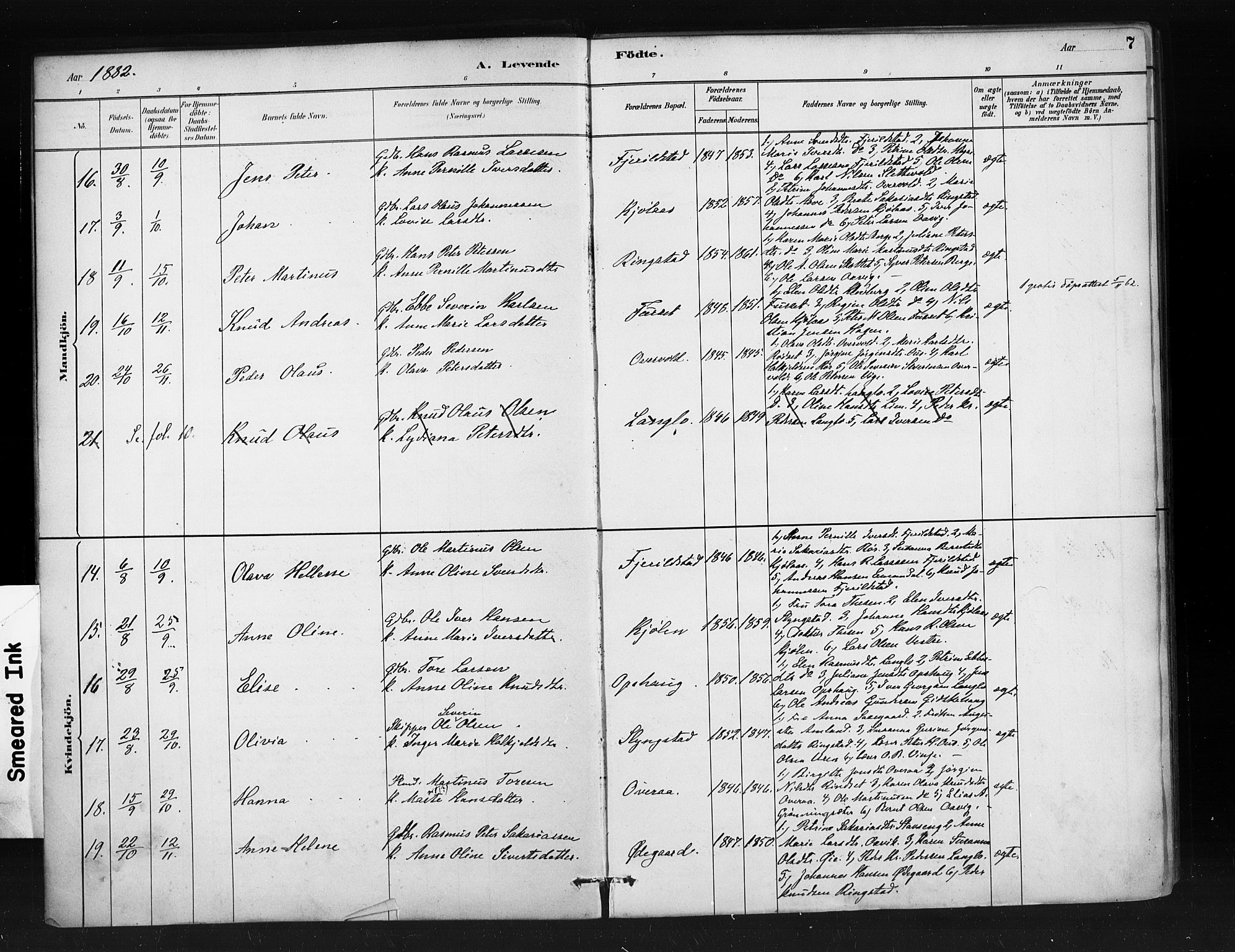 Ministerialprotokoller, klokkerbøker og fødselsregistre - Møre og Romsdal, AV/SAT-A-1454/520/L0283: Parish register (official) no. 520A12, 1882-1898, p. 7