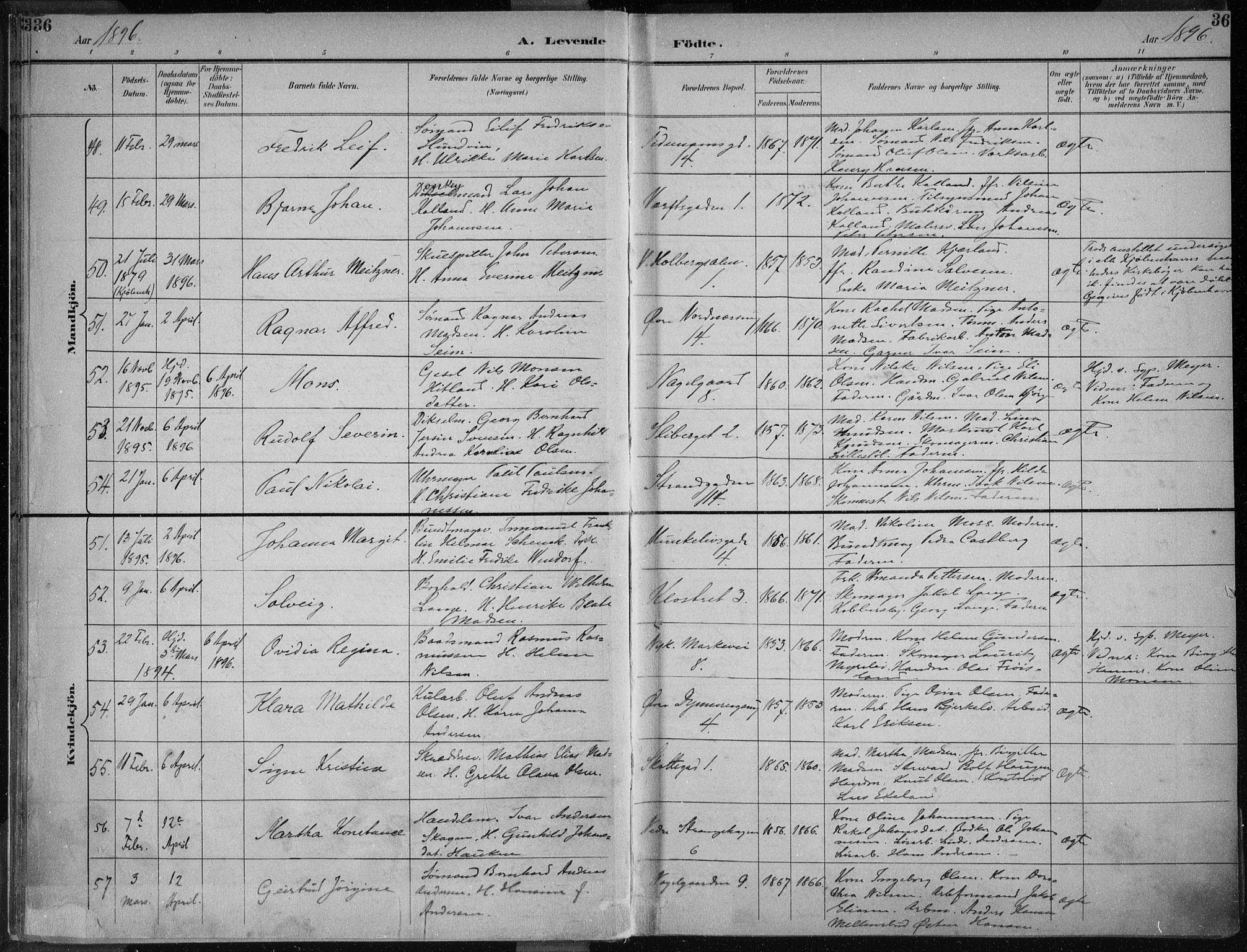 Nykirken Sokneprestembete, AV/SAB-A-77101/H/Haa/L0018: Parish register (official) no. B 6, 1895-1903, p. 36